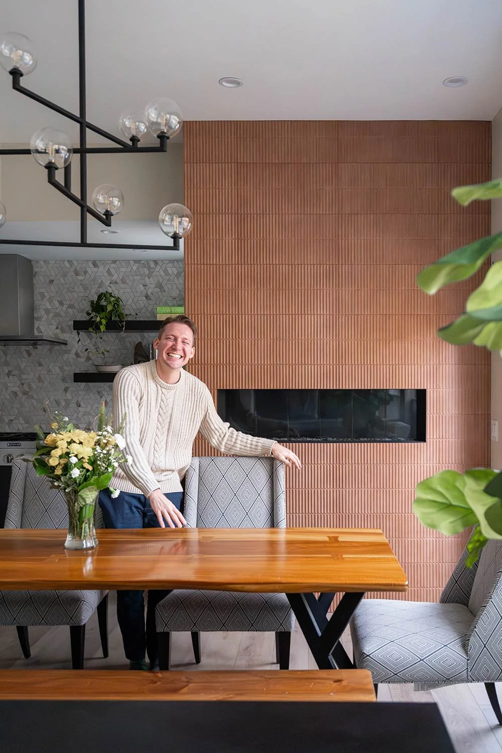 Portland Oregon based Interior Designer with large fireplace