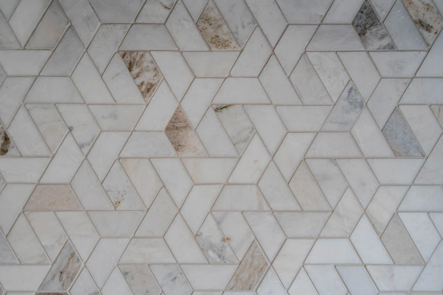 Marbled Mosaic tile in Modern kitchen