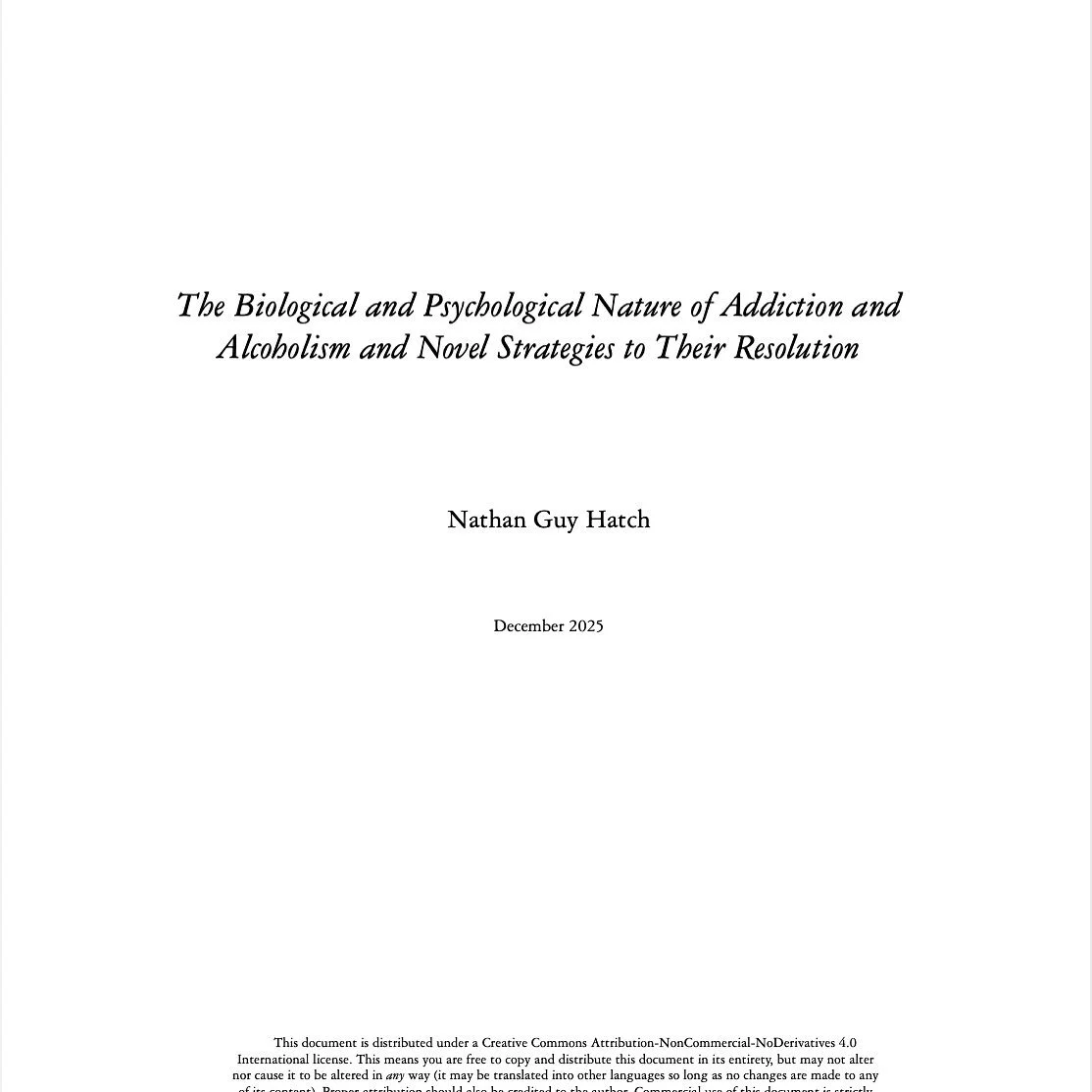 This is a rough time of year, especially with everything that is going on. This paper on the cure for alcoholism and addiction is available for free at my site (link in bio) in the section on alcoholism and addiction. Please take it if you need help 
