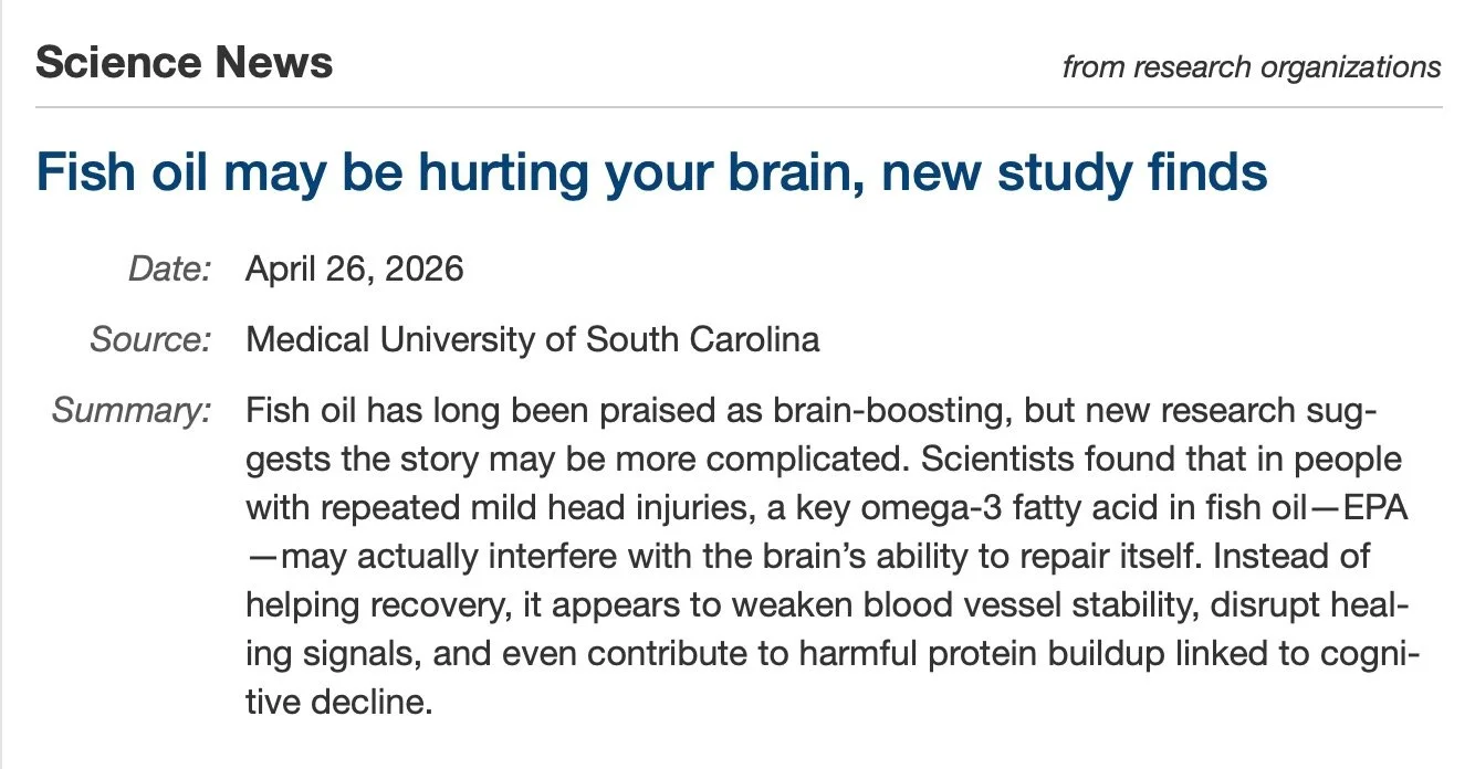 No biologist worth their salt would recommend fish oil. Highly polyunsaturated fats, which fish oil has in abundance, interrupt the kynurenine pathway to result in production of quinolinic acid which is an extremely potent and toxic neurostimulant. I