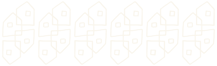 Pattern of interconnected white geometric shapes on a black background.