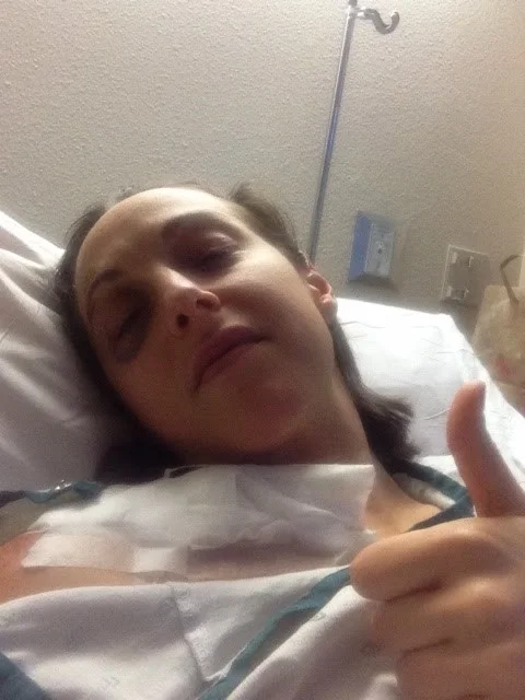 First picture in the hospital as soon as I got my phone back to let everyone know I was alive! Thank you, nurse!
