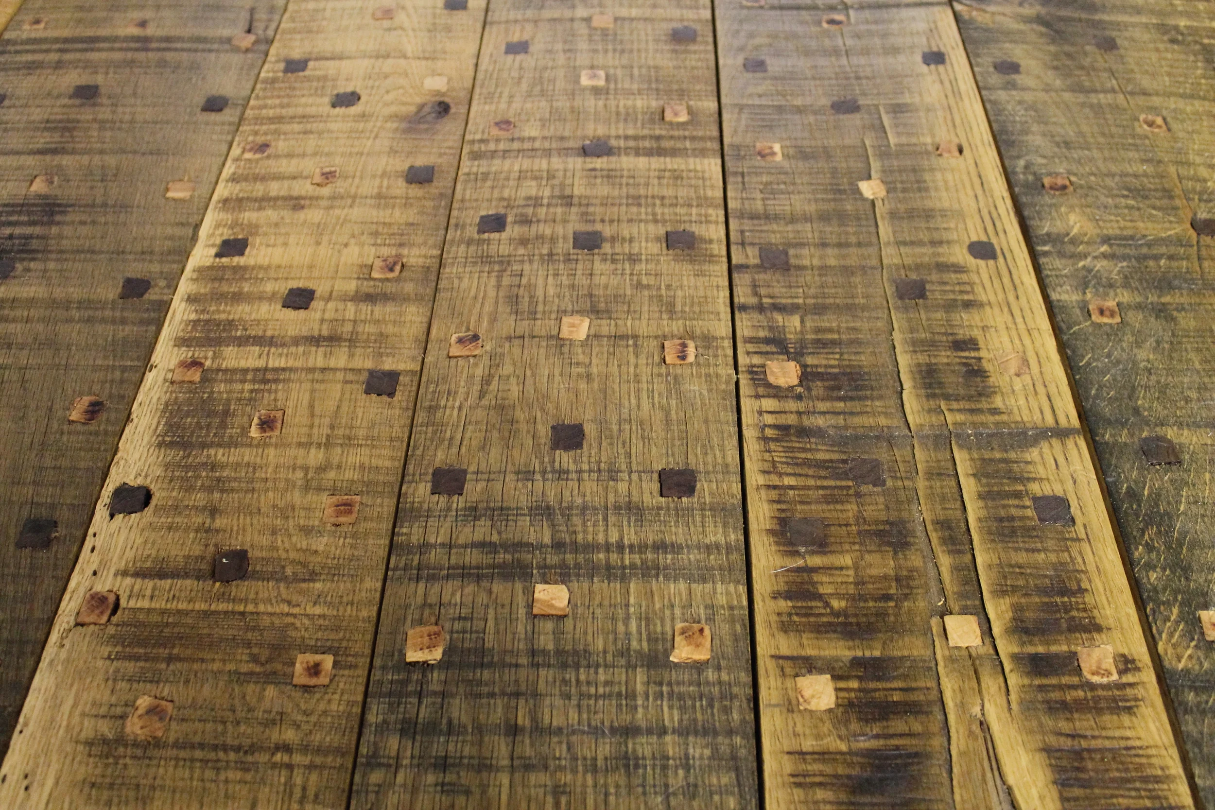 Pegged coffee table. Top View
