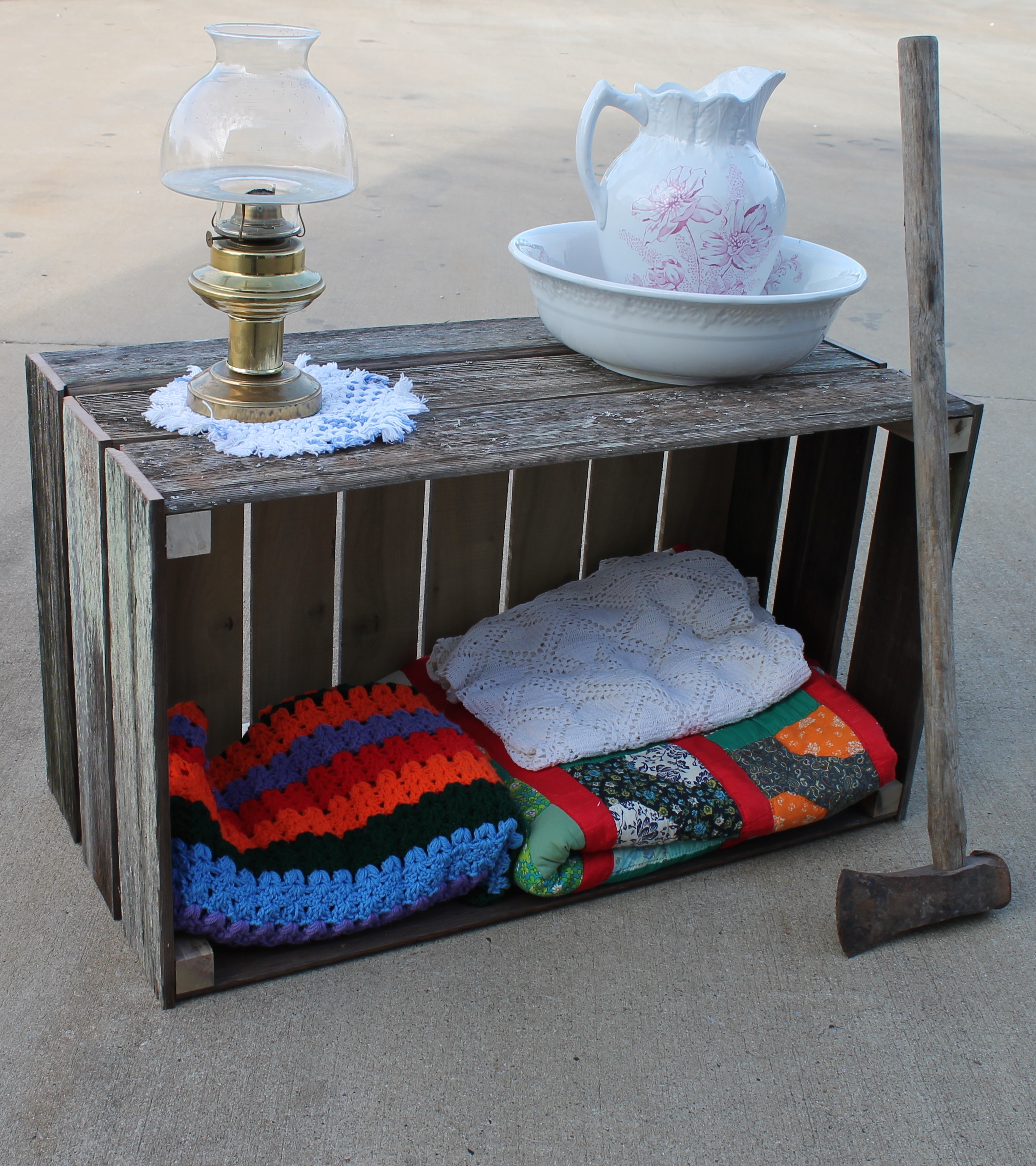 Reclaimed wood slat crate