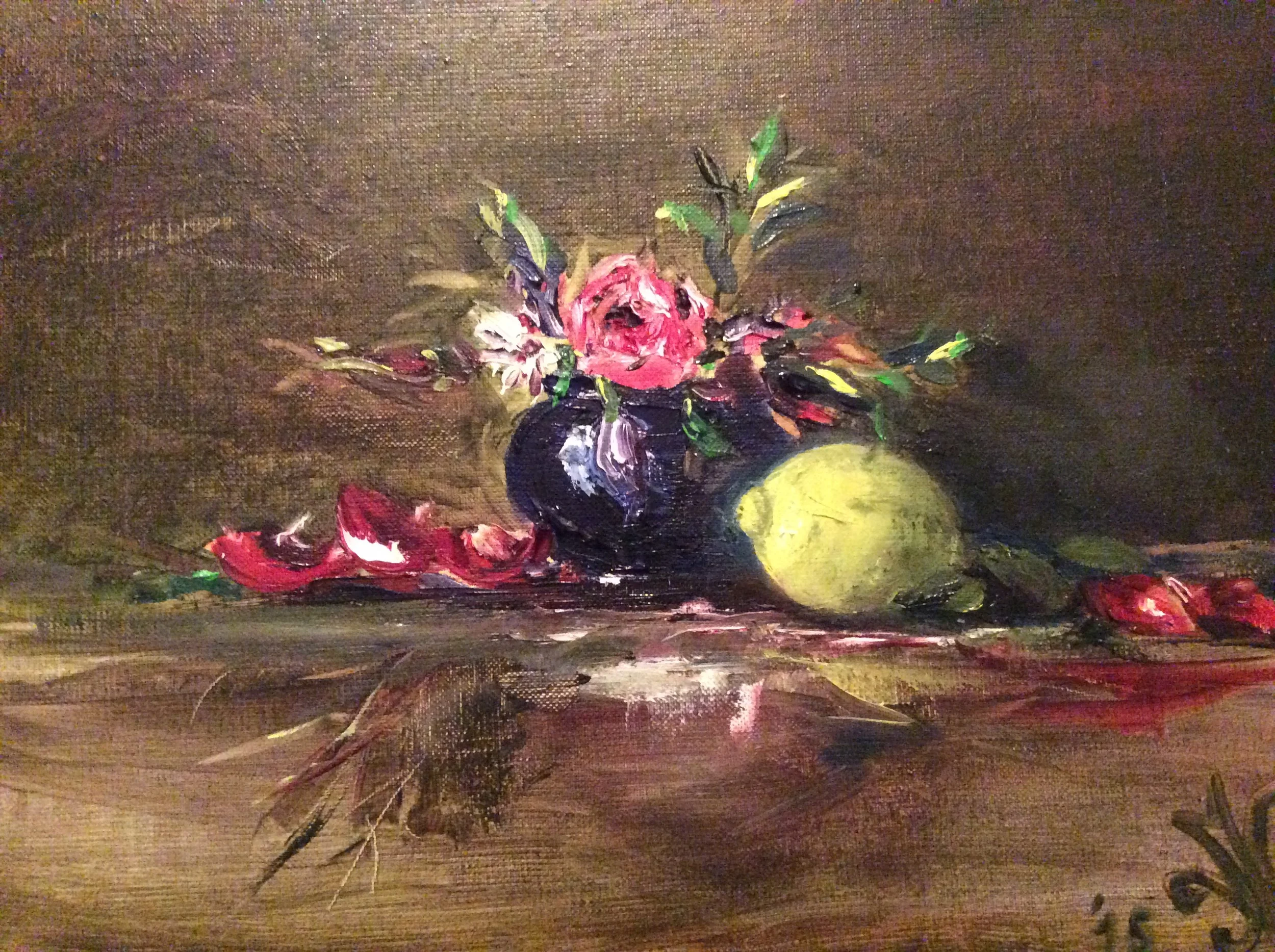 "Still life with lemon and rose", 2015