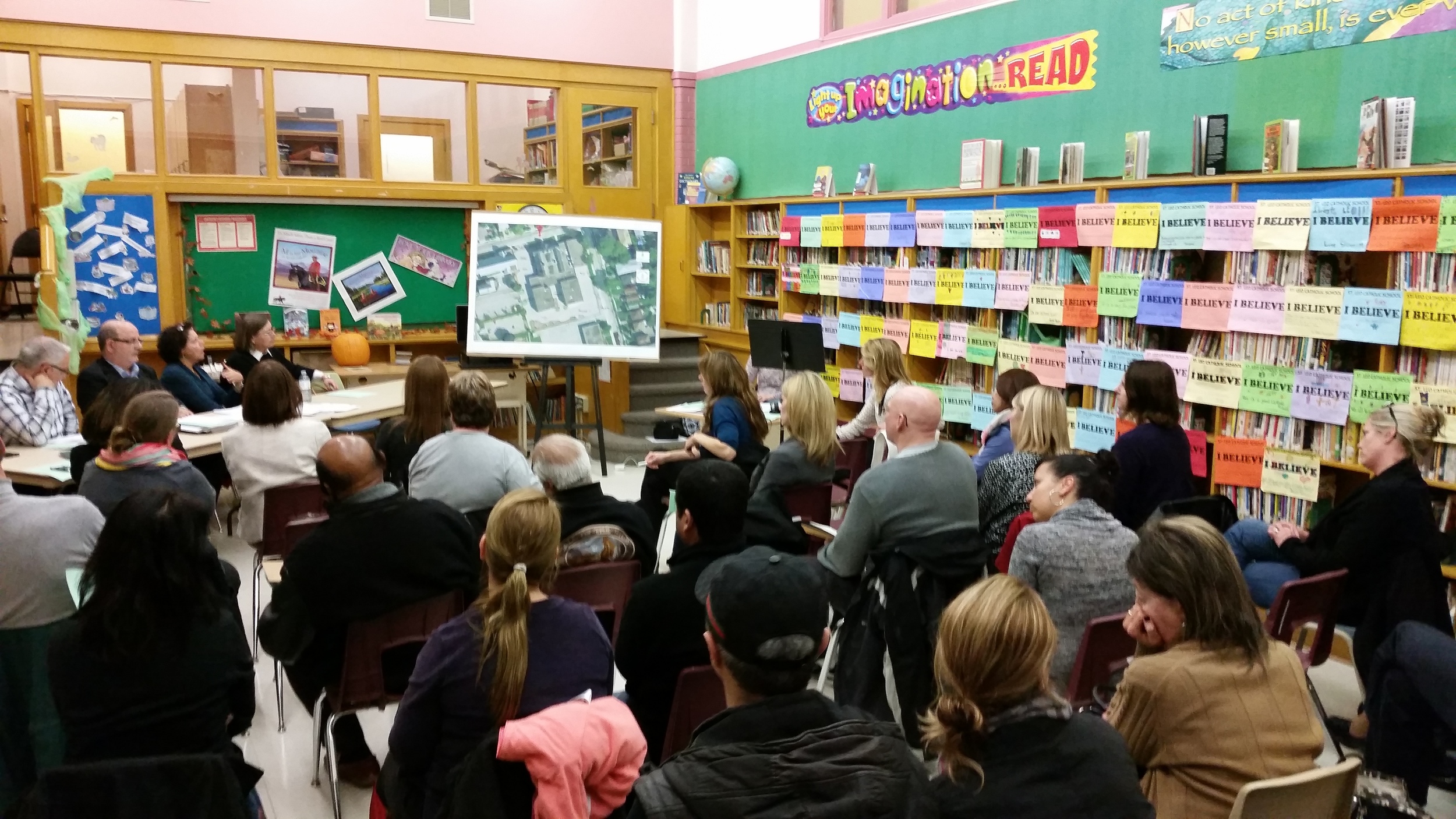 Concerned parents meet with TCDSB Facilities - Morris Iafrate, Angelo Sangiorgio, Maia Puccetti and Trustee Ann Andrachuk about future of St. Leo.
