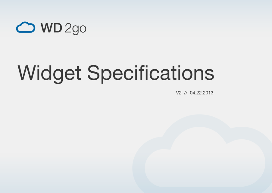 Western Digital / WD2go / Widget Specifications