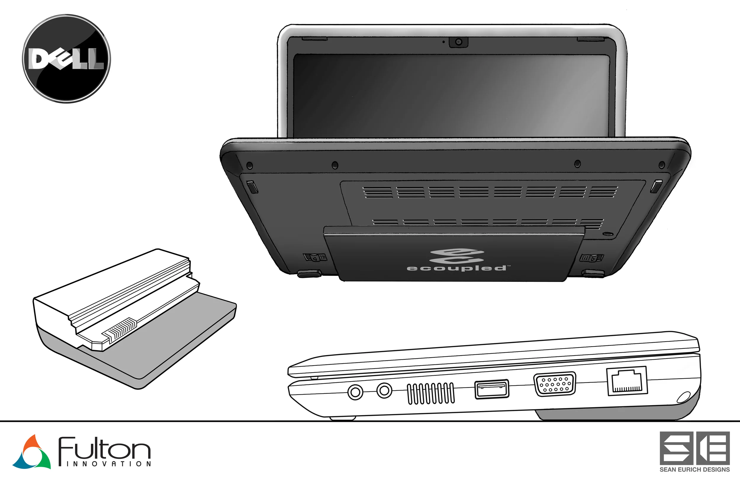  A quick rendering I created for Dell showing the approximate size of an expanded battery pack with eCoupled wireless charging. 
