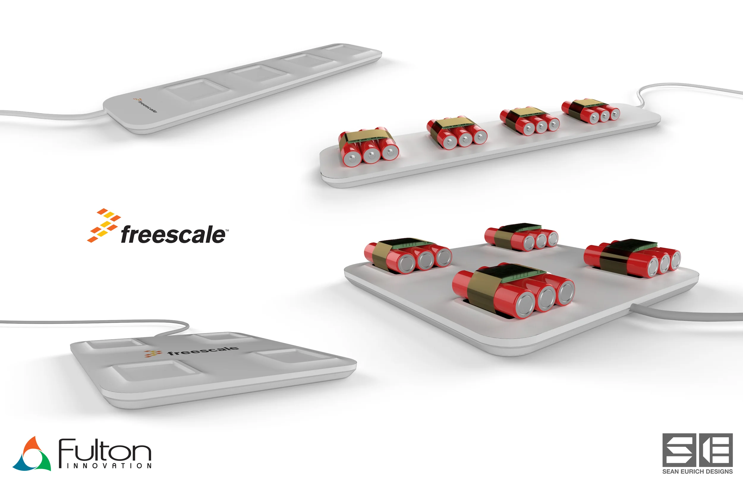  A wireless charging base I designed and rendered for Freescale to charge some proof of concept battery packs on. 