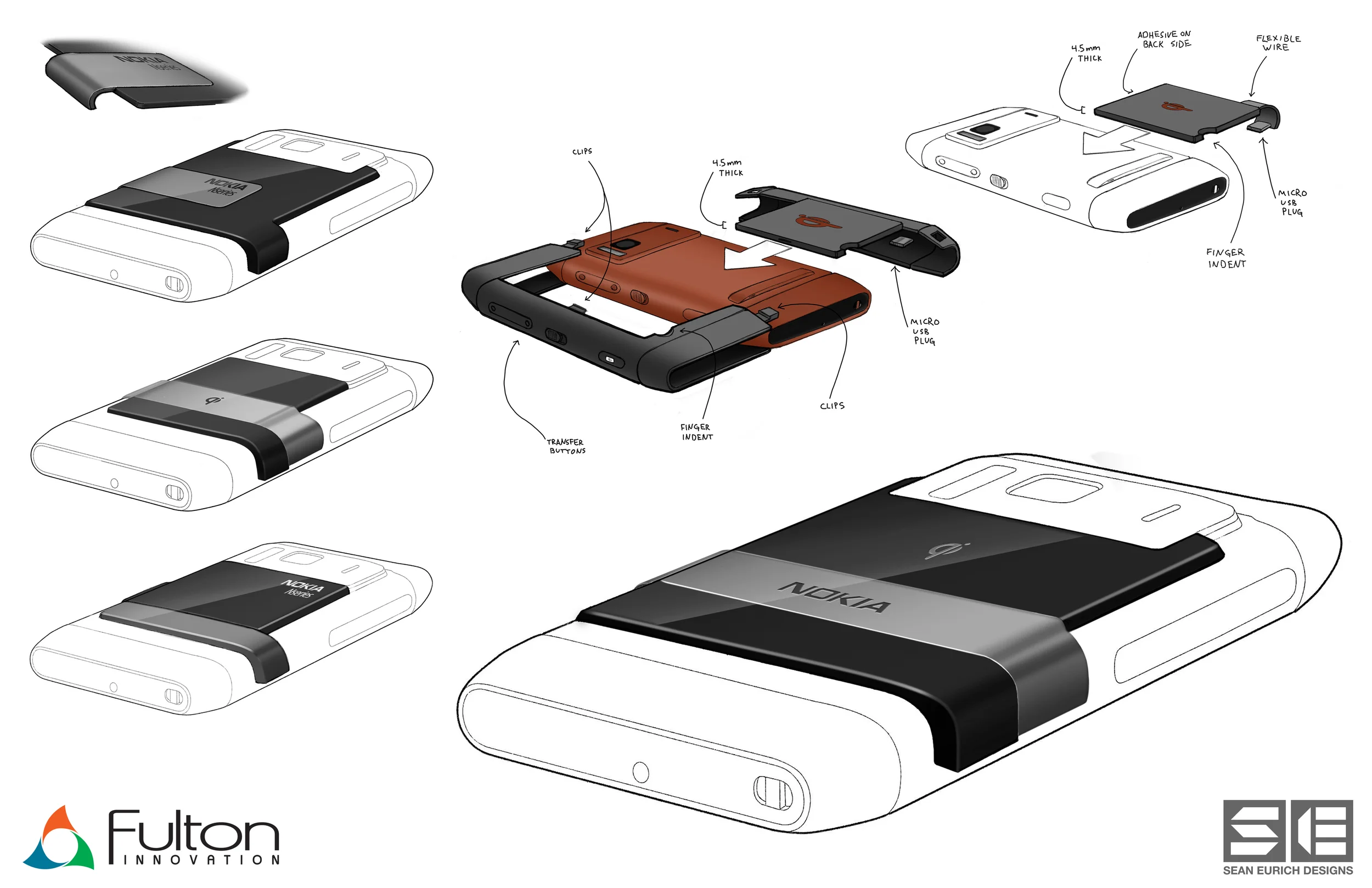  Photoshop renderings for Nokia exploring wireless charging cases and back covers. 