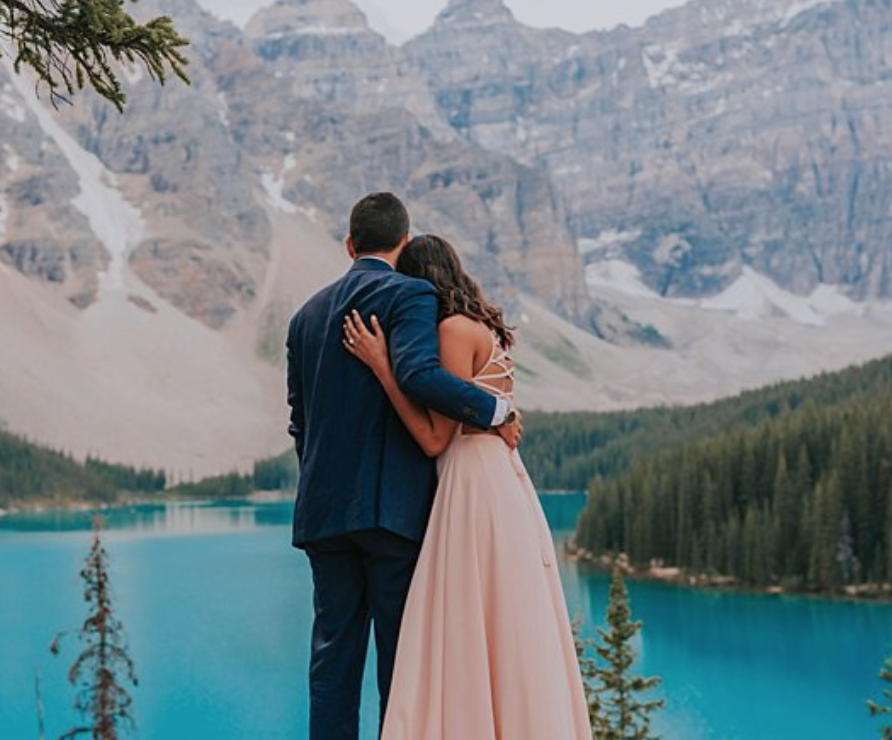 SANGEET + RAVI | MORAINE LAKE ENGAGEMENT PHOTOS | BANFF