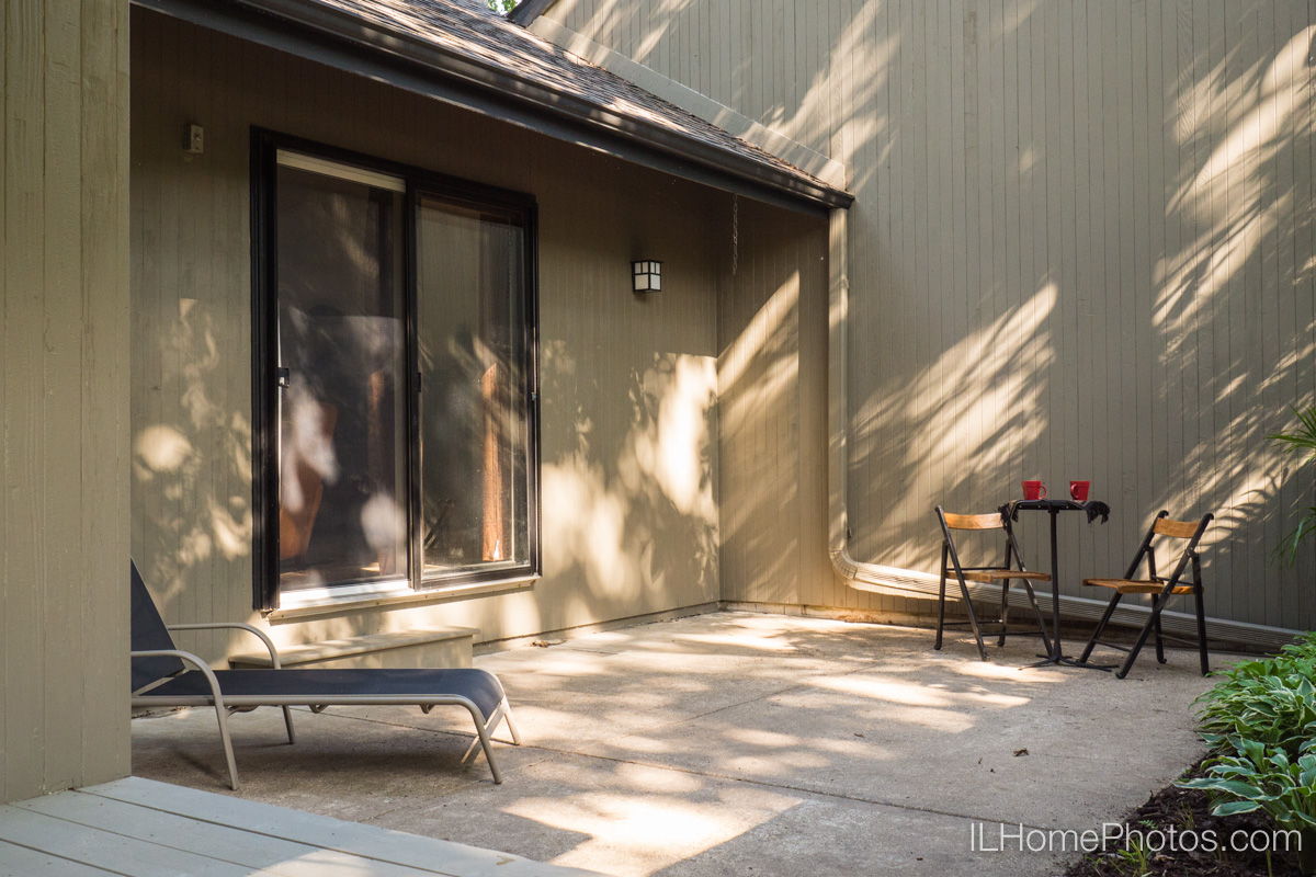 Exterior home photograph (front patio) for real estate in Peoria, IL :: Illinois Home Photography by Michael Gowin, Lincoln, IL