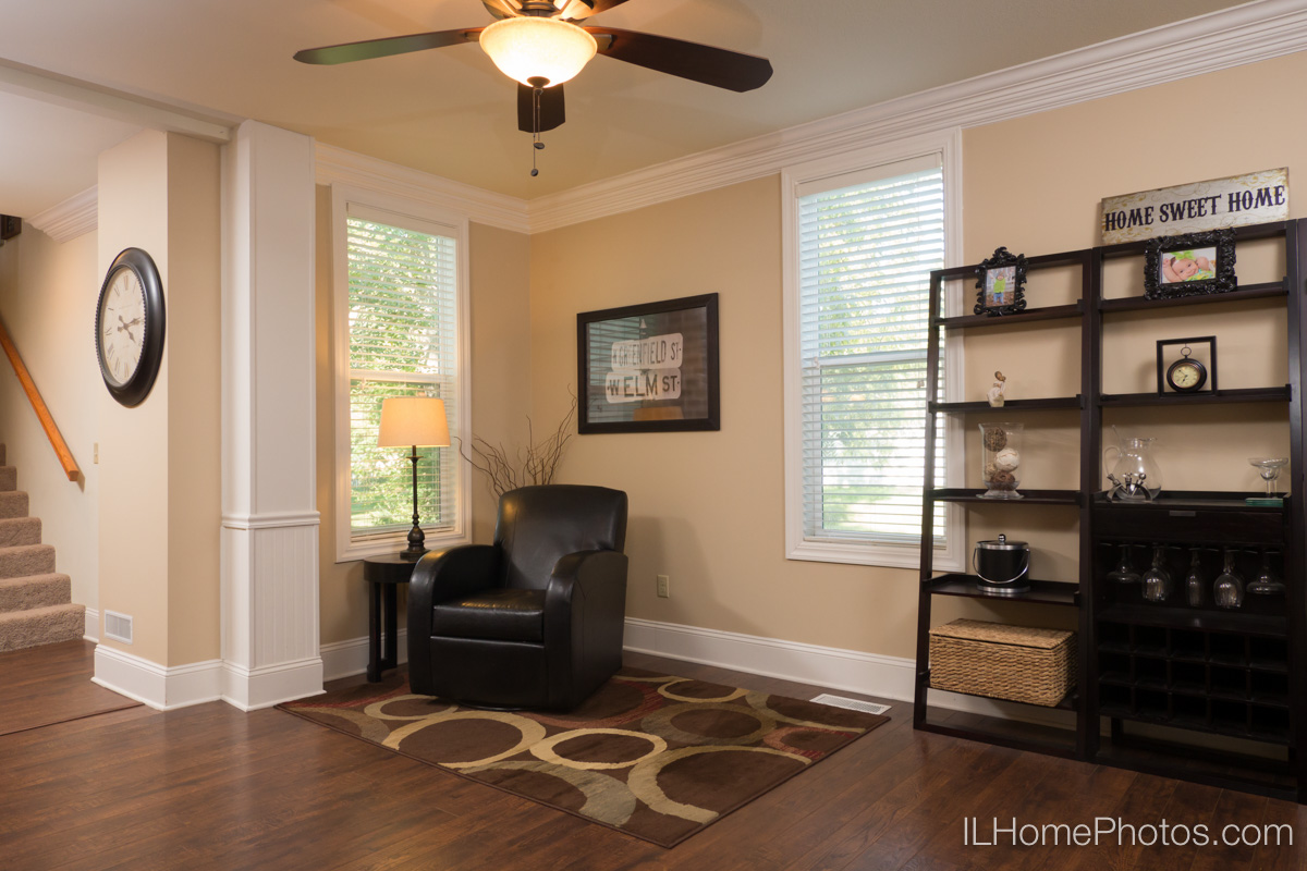 Interior home living room photograph for real estate in Delavan, IL :: Illinois Home Photography by Michael Gowin, Lincoln, IL