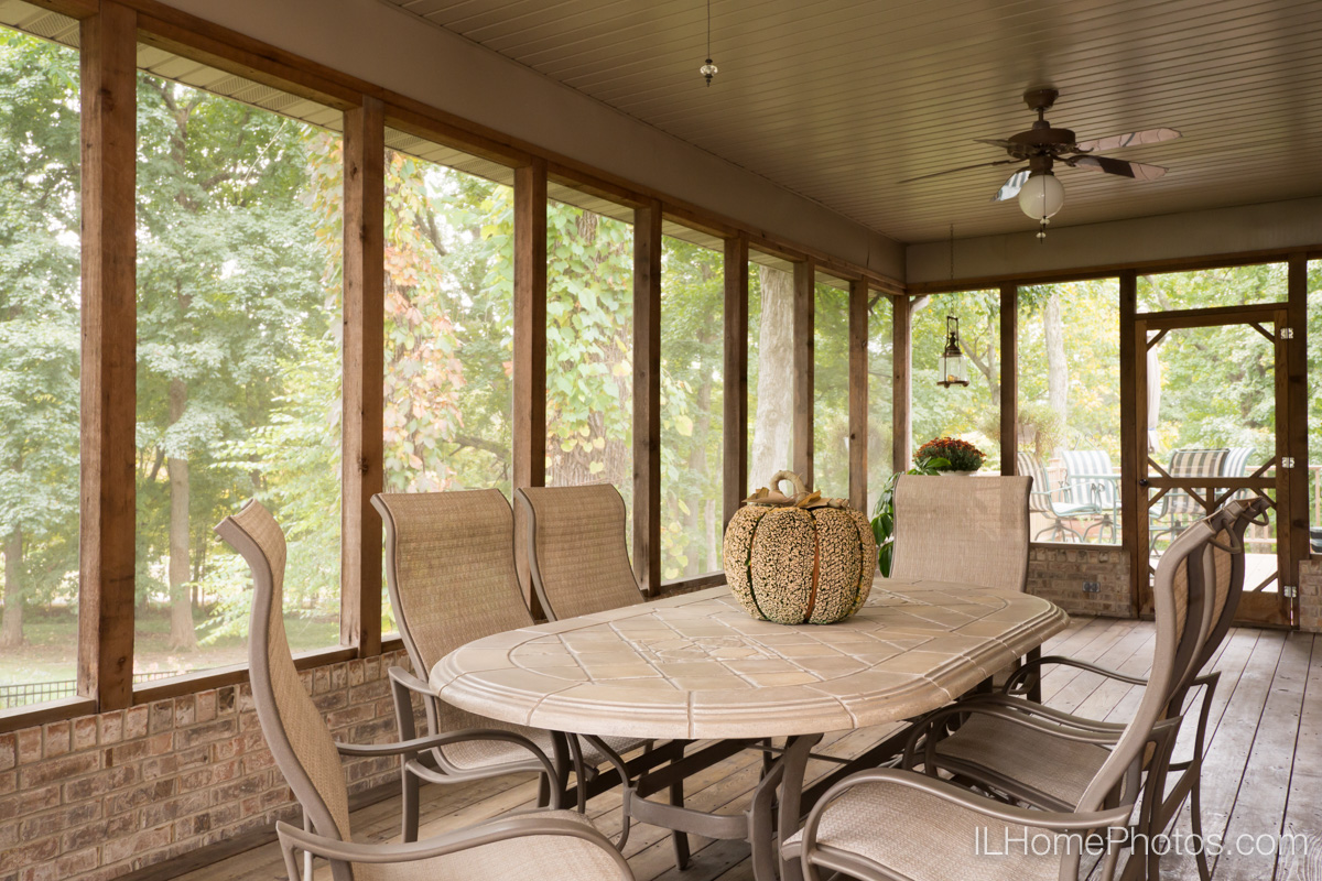Enclosed back porch photograph for real estate in Elkhart, IL :: Illinois Home Photography by Michael Gowin, Lincoln, IL