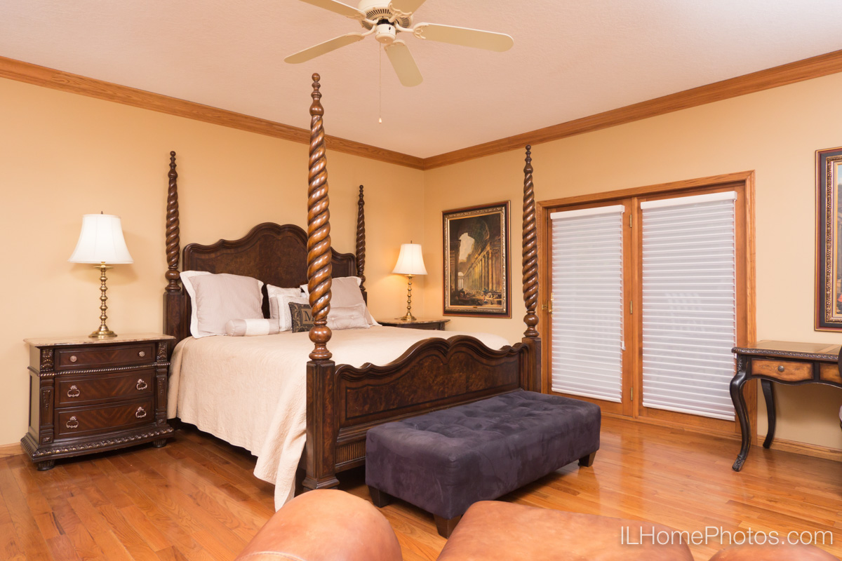 Interior master bedroom photograph for real estate in Elkhart, IL :: Illinois Home Photography by Michael Gowin, Lincoln, IL