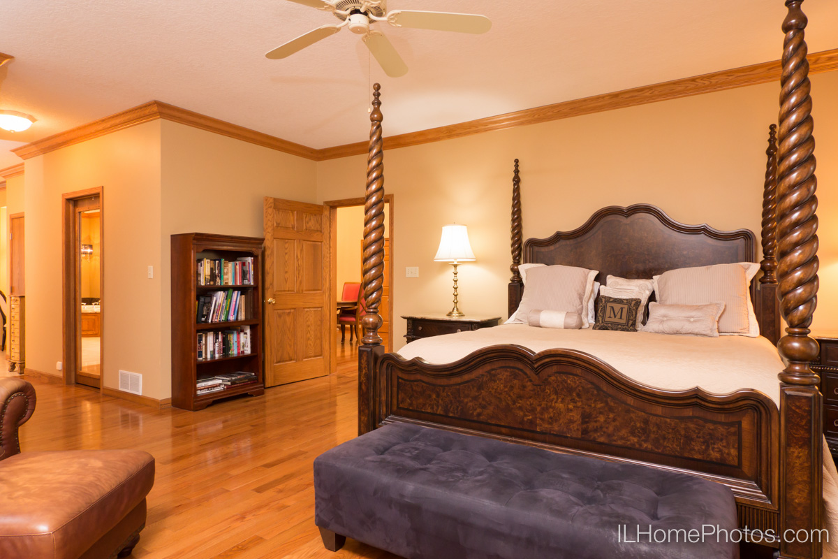 Interior master bedroom photograph for real estate in Elkhart, IL :: Illinois Home Photography by Michael Gowin, Lincoln, IL
