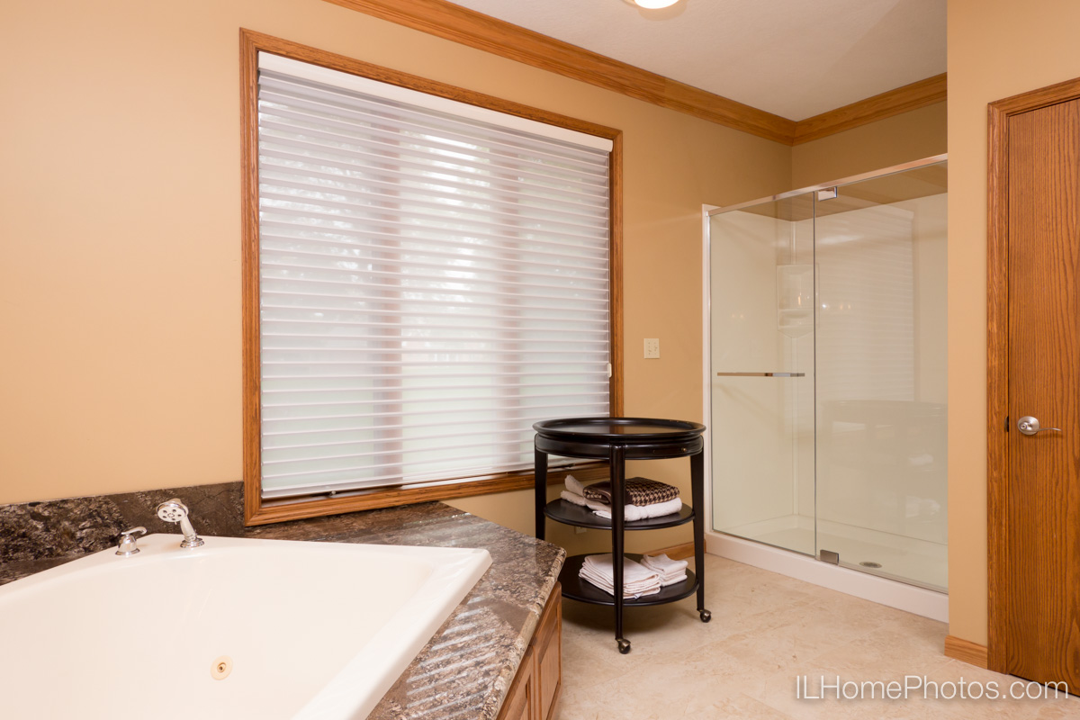 Interior master bathroom photograph for real estate in Elkhart, IL :: Illinois Home Photography by Michael Gowin, Lincoln, IL