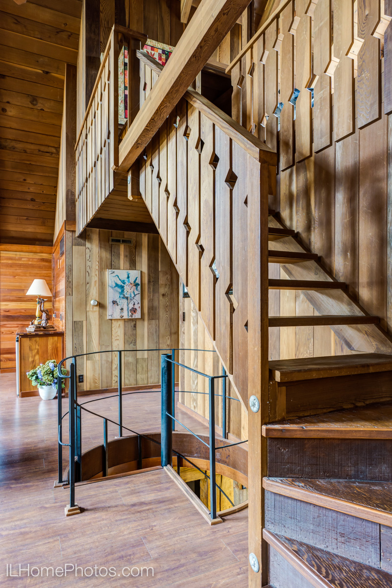Interior living room stairway photograph for real estate, Cuba, IL :: Illinois Home Photography by Michael Gowin, Lincoln, IL