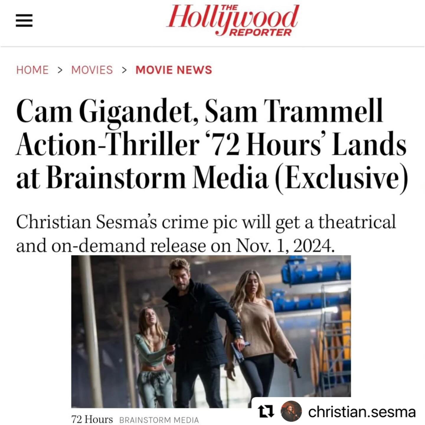 It&rsquo;s official! 72 Hours release date - Nov. 1st! I had the most incredible experience playing FBI Agent Angela Scott opposite @samtrammellofficial and directed by the wonderful @christian.sesma ☺️

Thank you to all the cast, crew and producers 