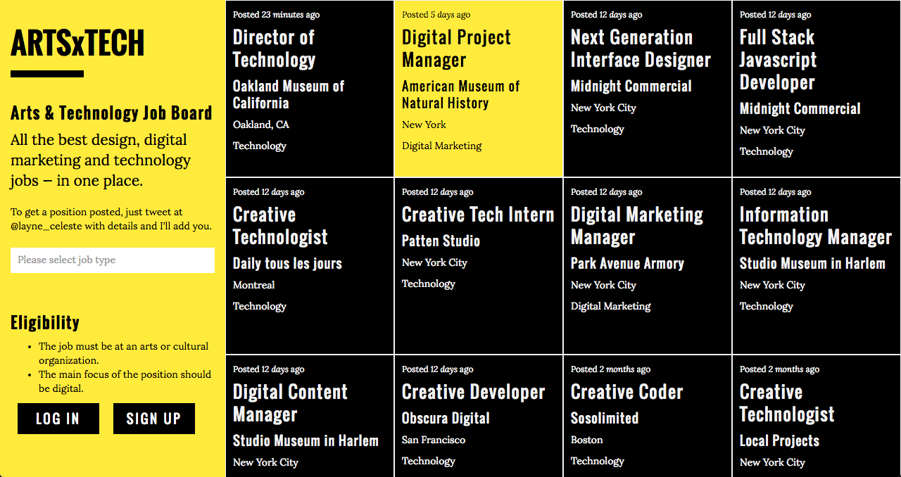 Arts x Tech Job Board
