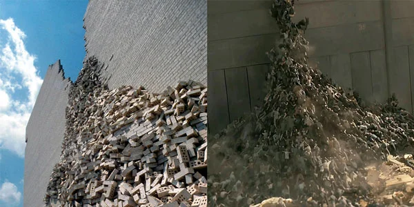 Left Image: James Wines, BEST Products Indeterminate Façade building (1974); Houston, Texas. Courtesy Sculpture In The Environment (SITE). Right Image: Marc Forster, World War Z (2013); Courtesy Paramount Pictures.