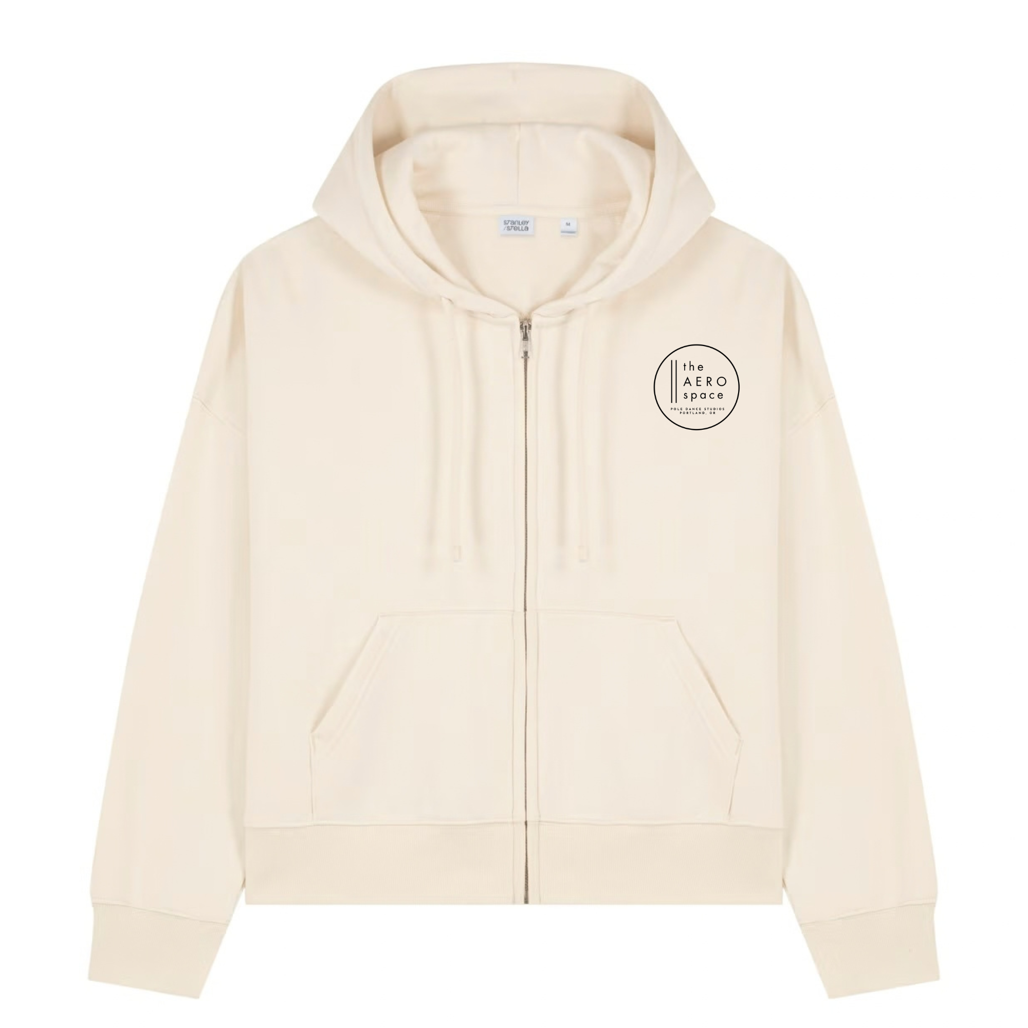RELAX LGBTQIA CROP ZIP HOODIE FRONT - NATURAL.png