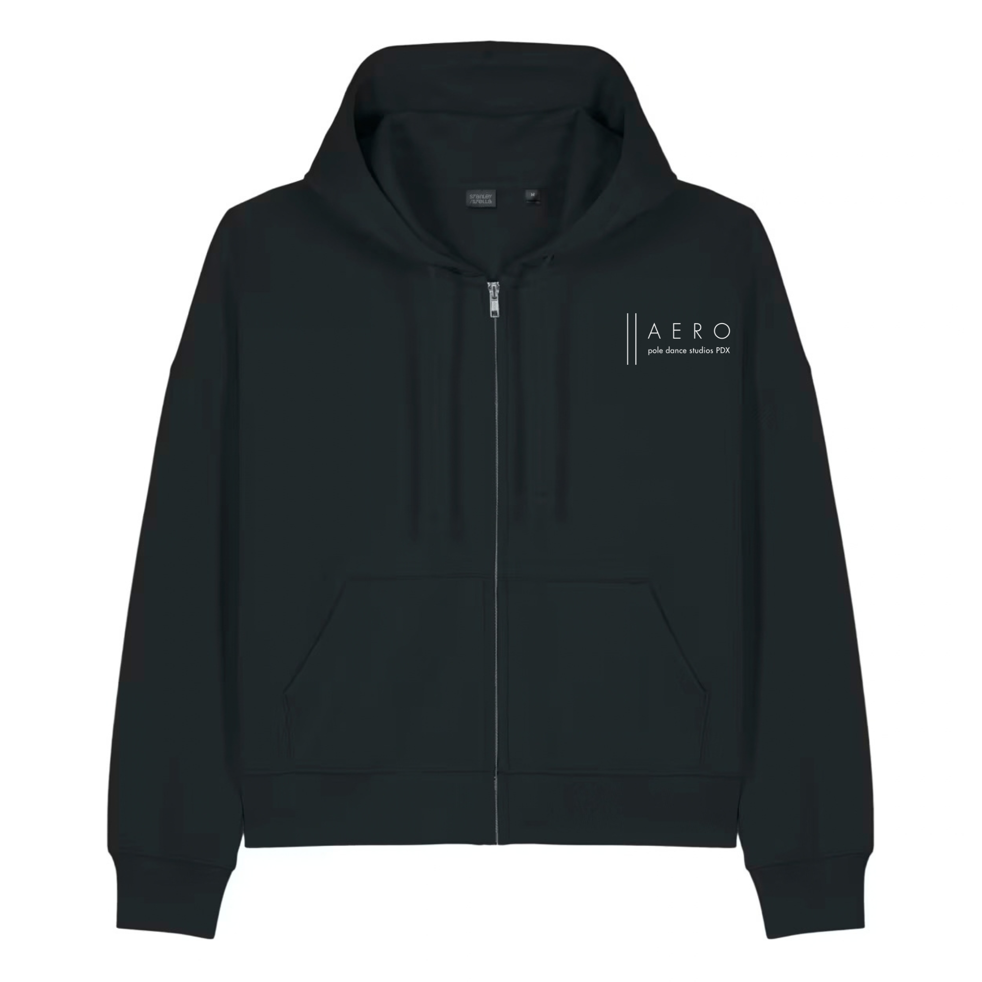 CLASSIC CROP ZIP HOODIE FRONT - BLACK.png