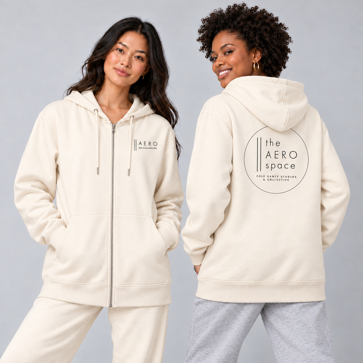 AERO Relax Unisex Zip Hoodie - Black/Natural