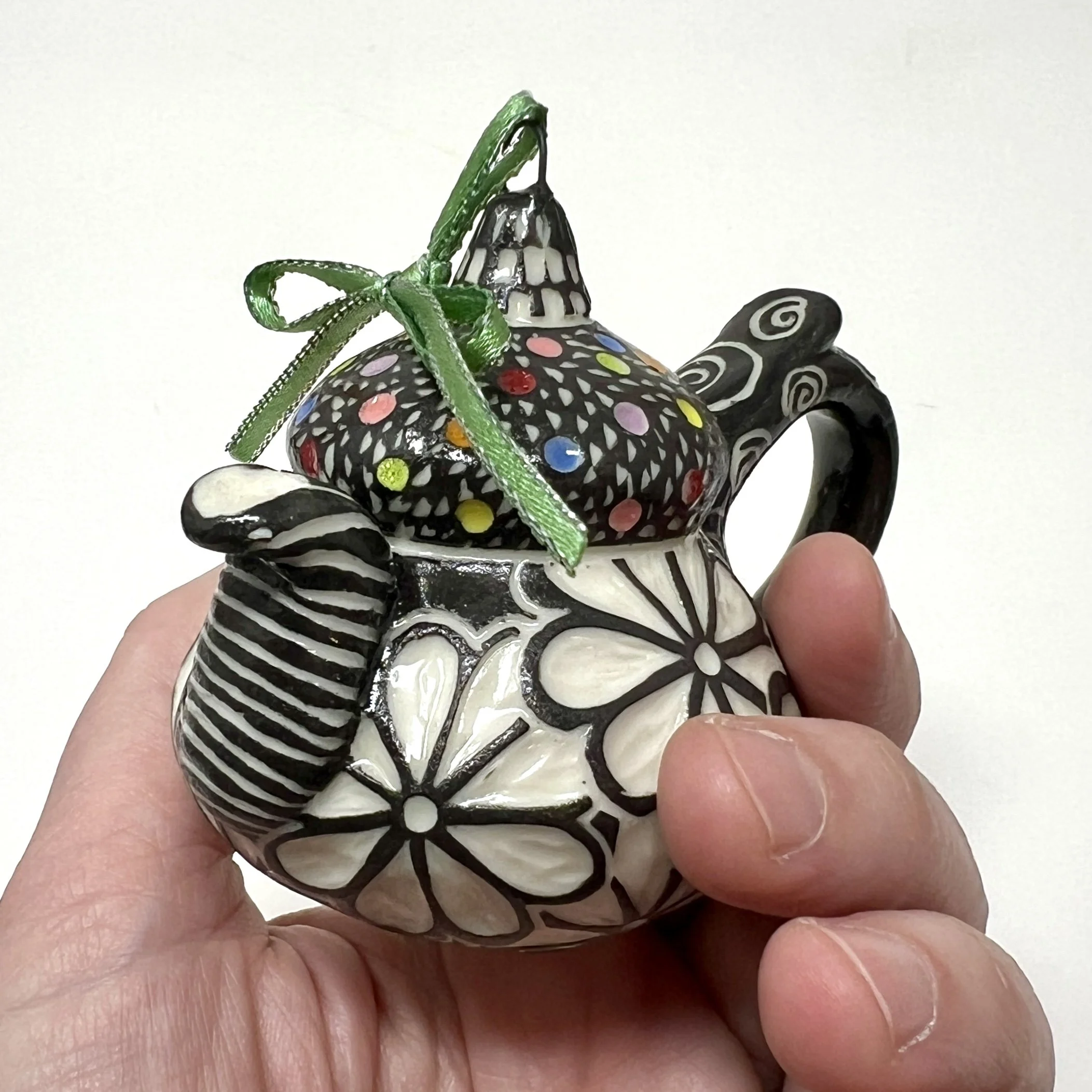 Size reference for Mini Teapot Ornaments
All are approximately 2.5" tall.
Hollow. Weight up to 4oz.
Non-functional
(More photos and descriptions for each item will be provided when shopping is enabled.)