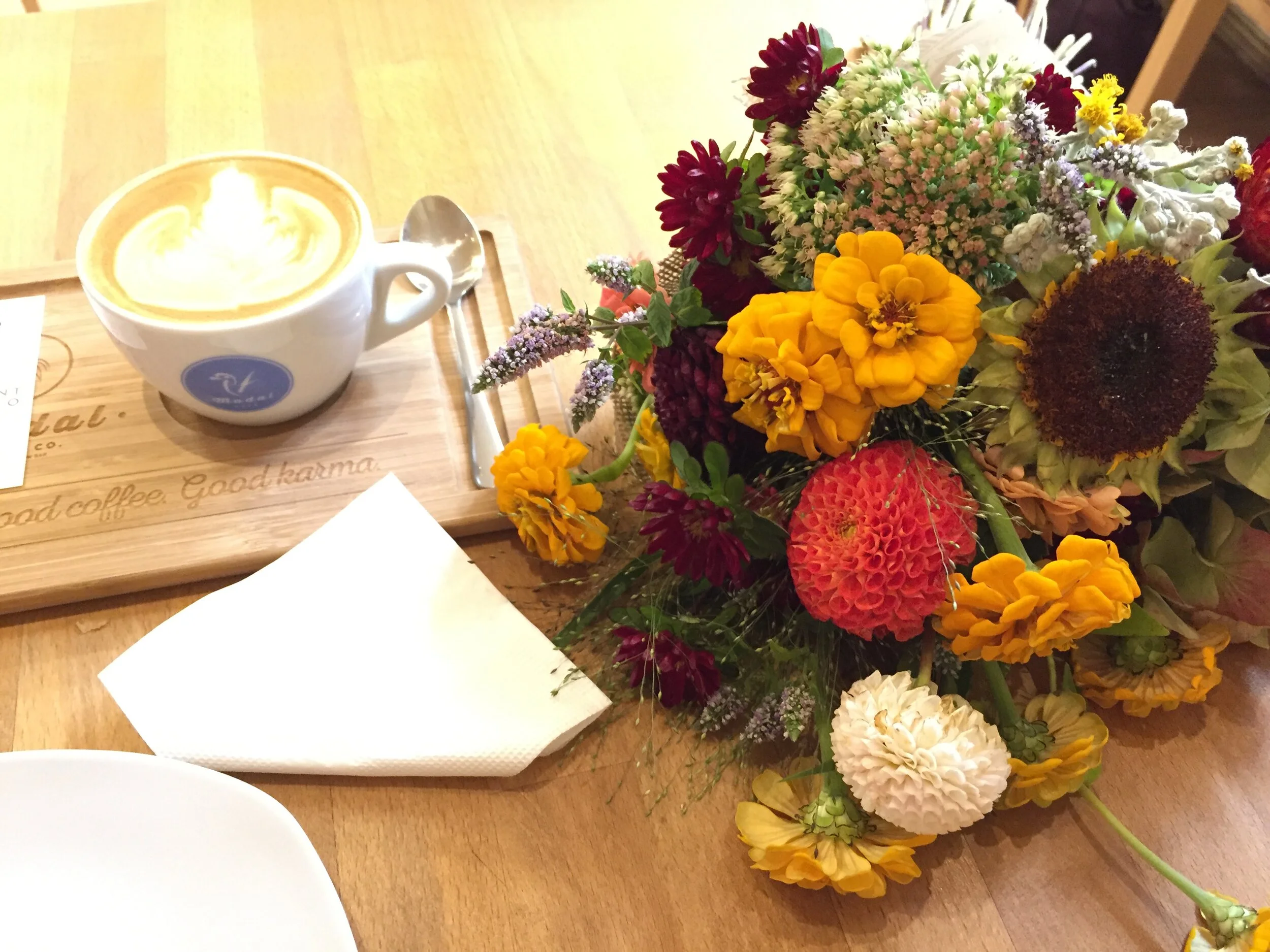 Coffee and flowers