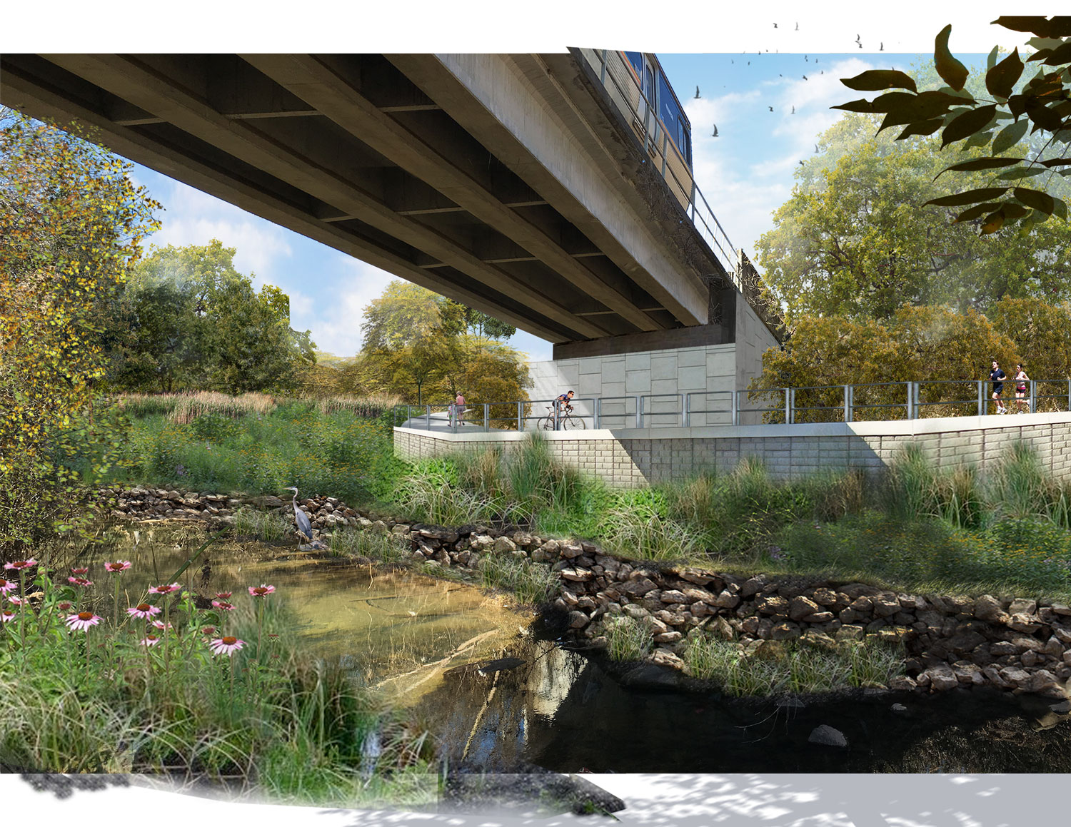  Proposed retaining structure to allow trail to pass seamlessly under the MARTA bridge&nbsp; 