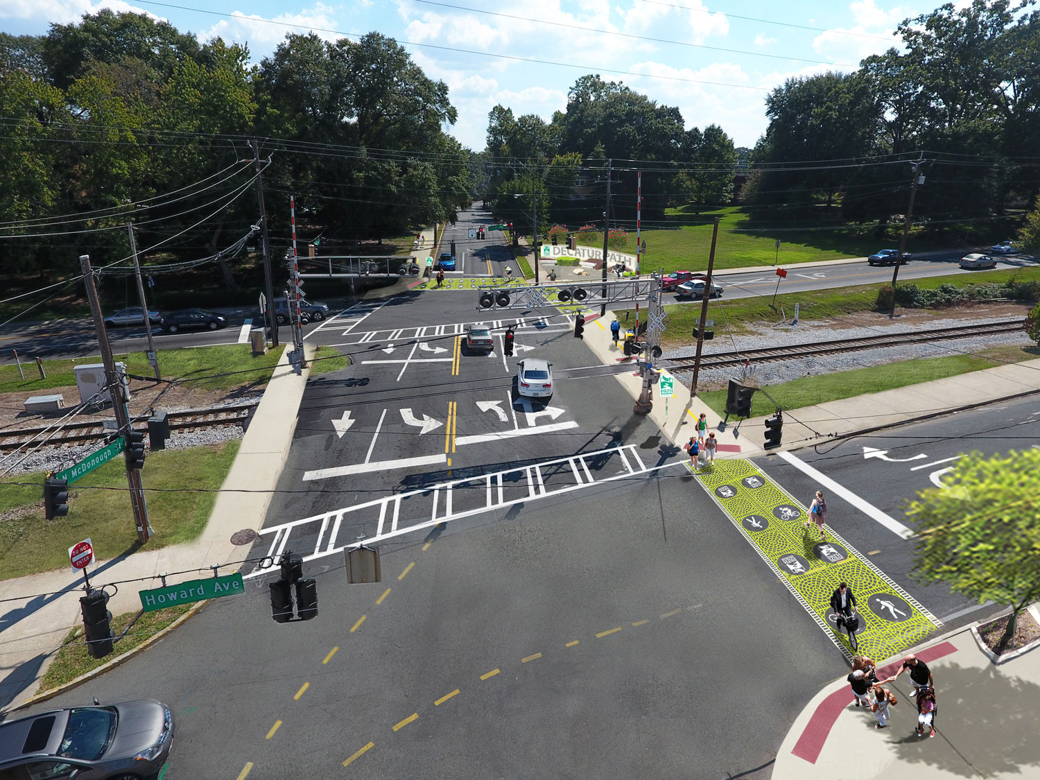  Proposed connection to the newly constructed two-way cycle track along the west side of McDonough Street. 