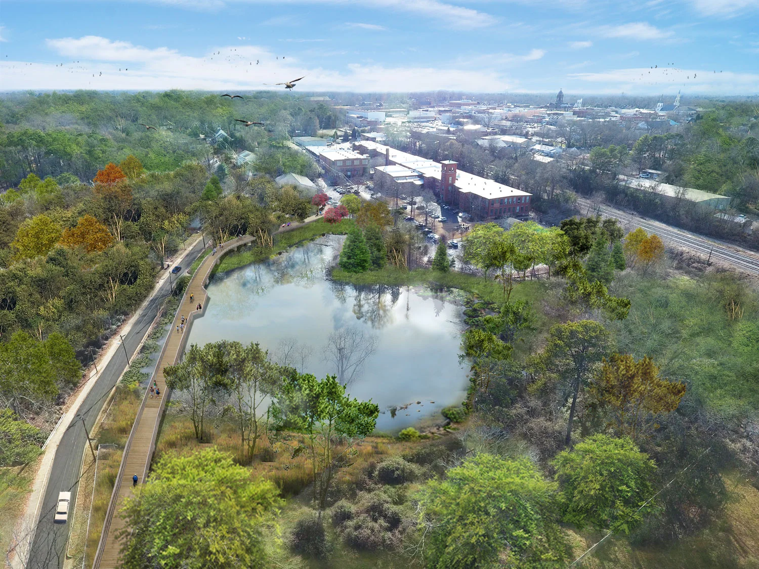 Proposed plan for a boardwalk over the retention pond