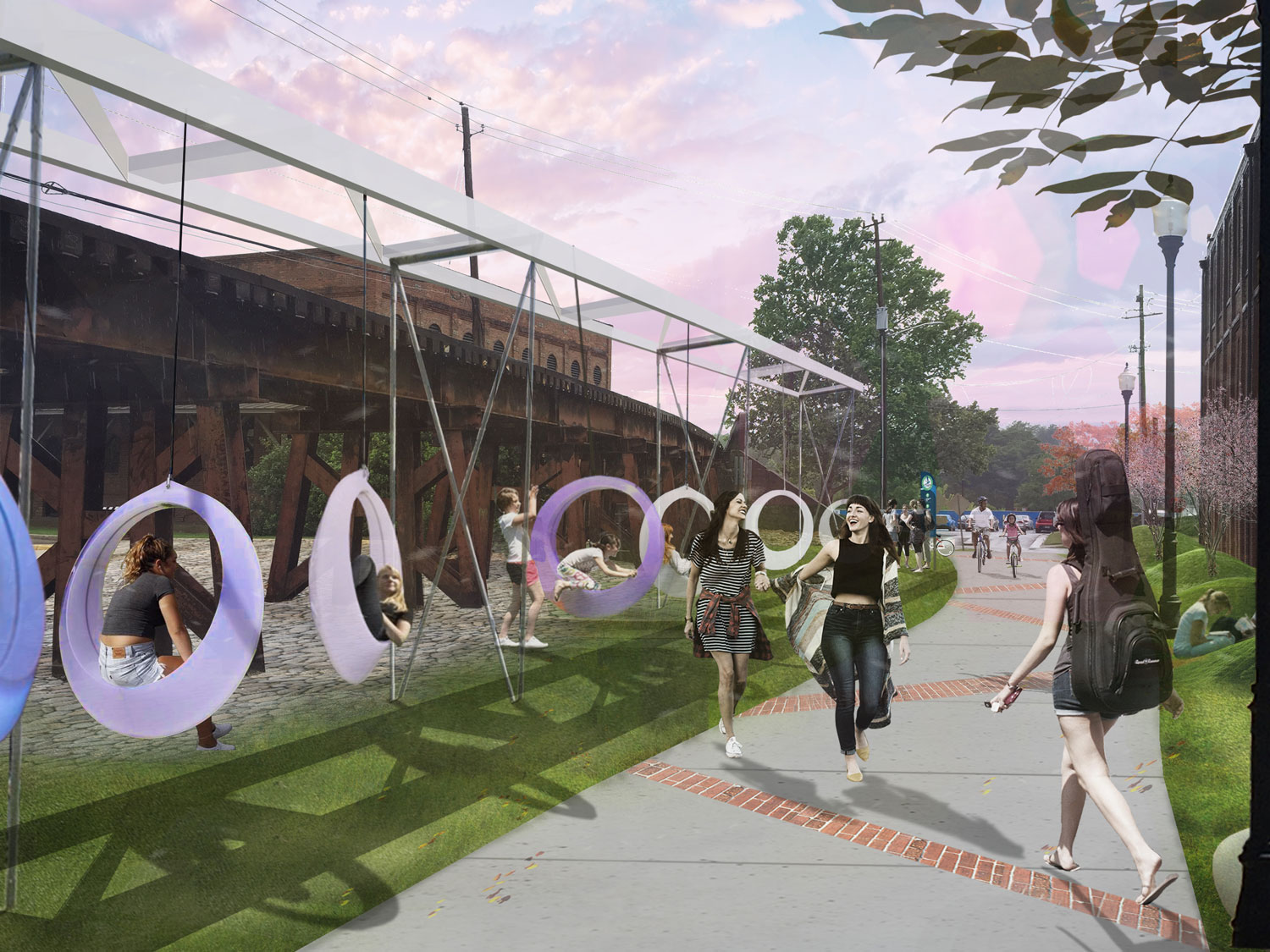  illustration of 9th street plaza as a community space 