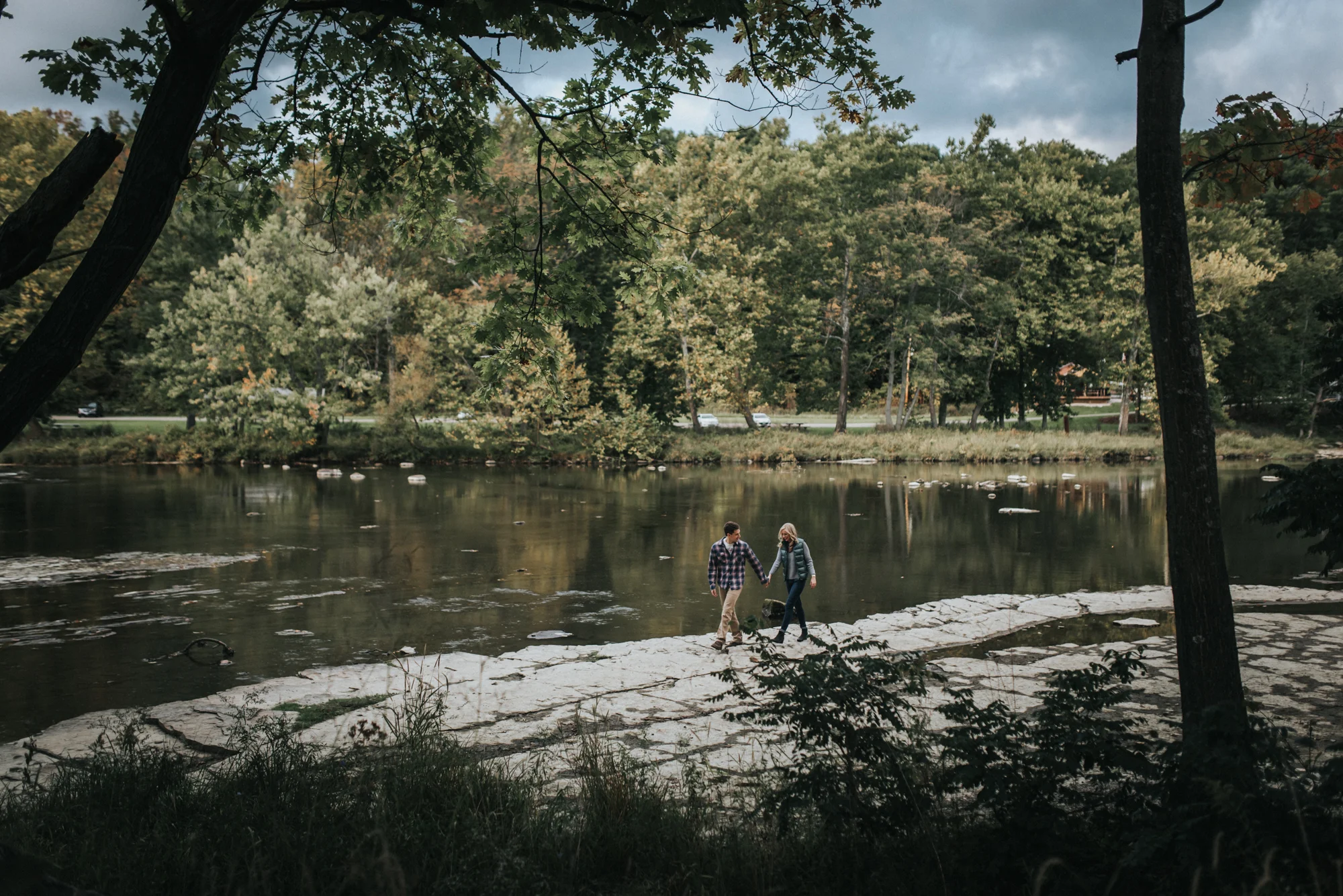Harpersfield bridge engagement session - katie and nick