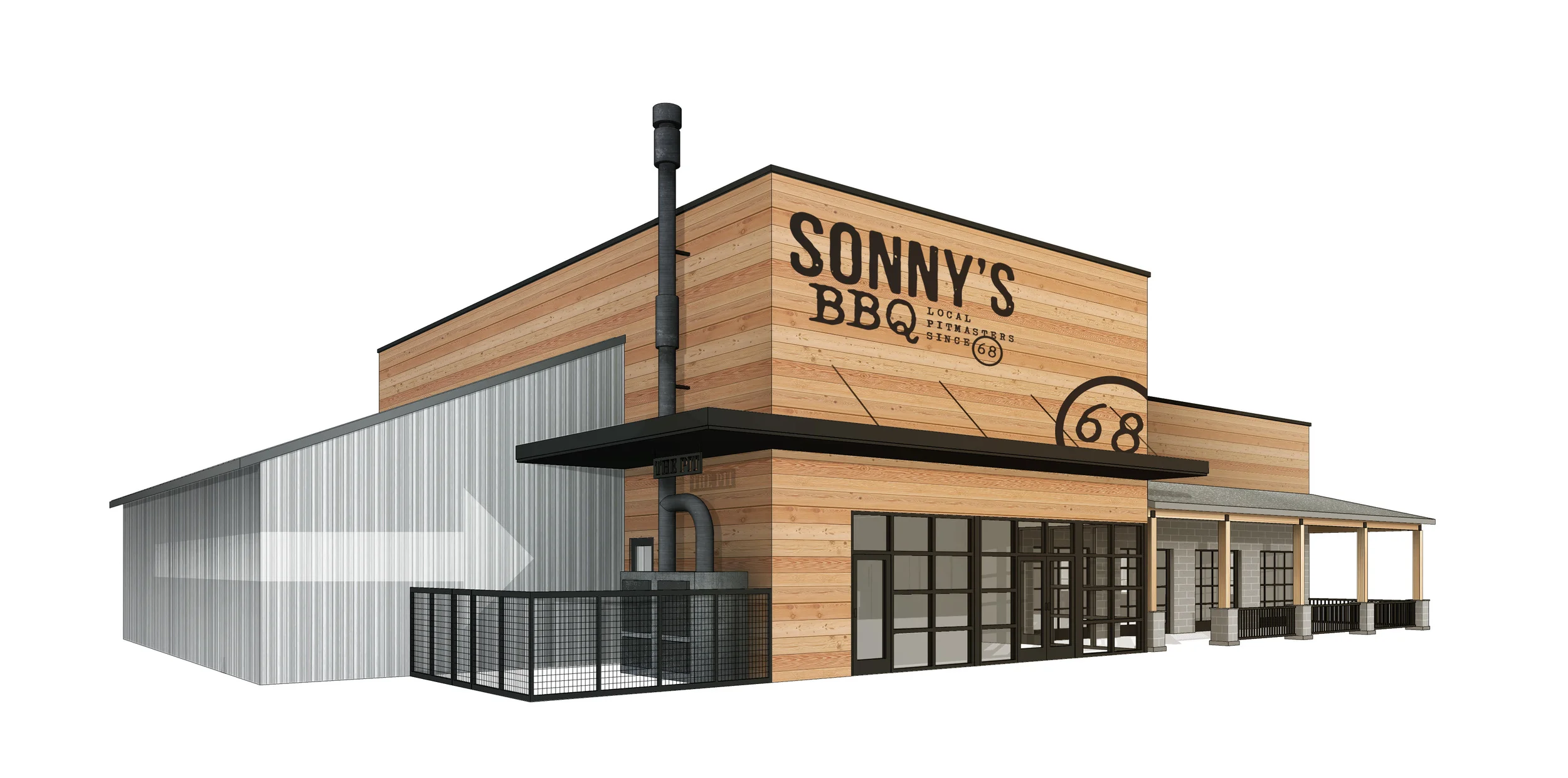 Sonnys BBQ Exterior Rendering MWA