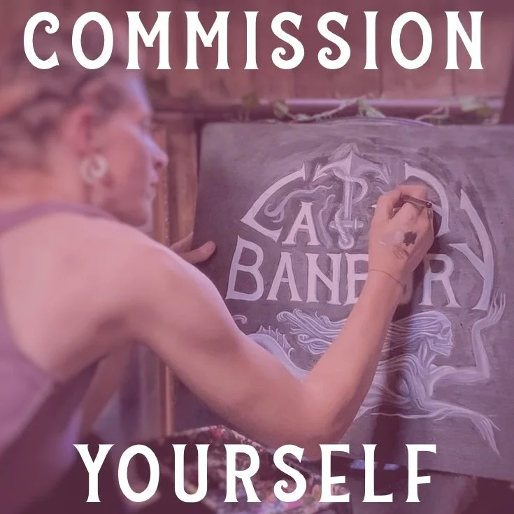 Freelance lull? Commission yourself….a hand-painted gothic mermaid sign, yes please!