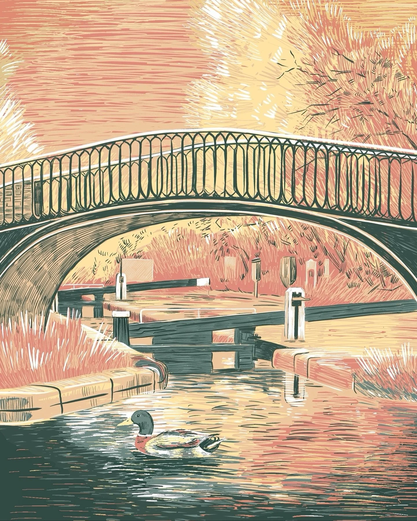 Is Autumn happening up the canal already?. I&rsquo;ve got leaf messengers helping me with my colour choices&hellip;&hellip;Rusty palettes and boaty views for this spot of autumnal illustration. To be continued&hellip;&hellip;.

(Clue in the soundtrac