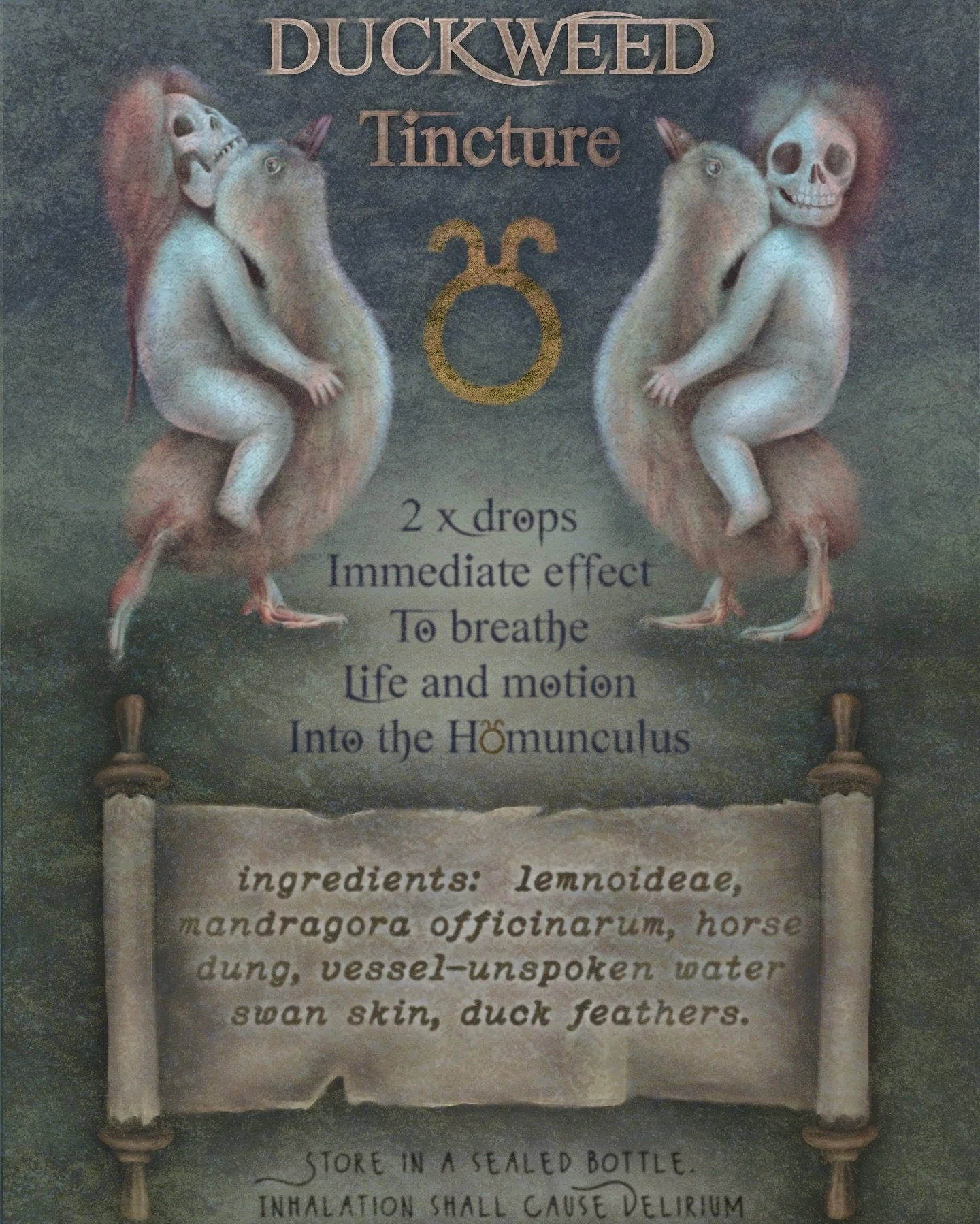 Careful with that duckweed tincture folks, doses are vital. I&rsquo;ve been researching alchemy, folk medicine and homunculi just recently, for a new storytelling project&hellip;.so hold onto your specimen jars, things are getting even more creepy&he