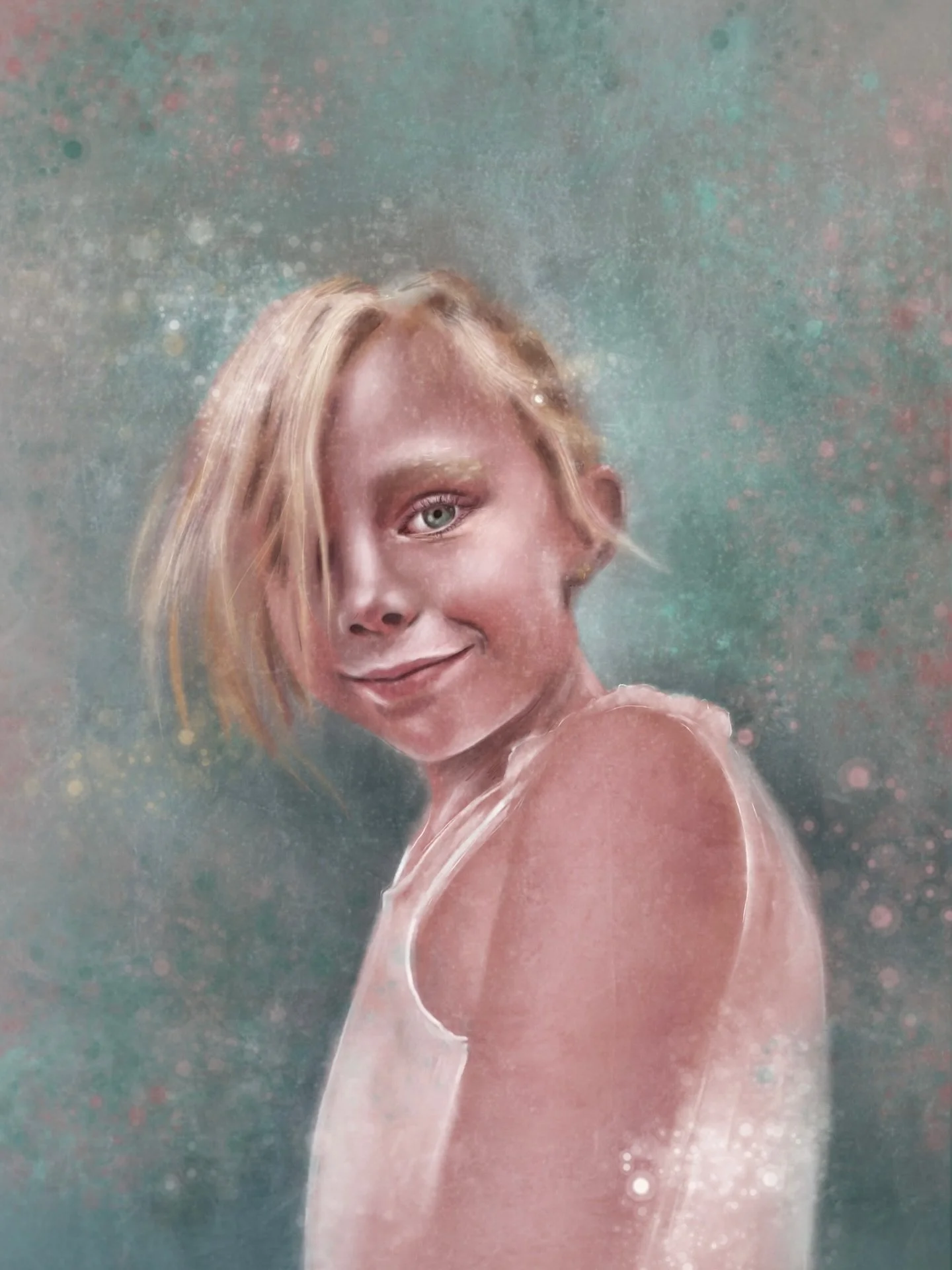 Eden, age one drawn back in 2020, and this week&rsquo;s painting age five. All my love forever.

@harringtonjade ❤️

#niecesareawesome #portraitpainting