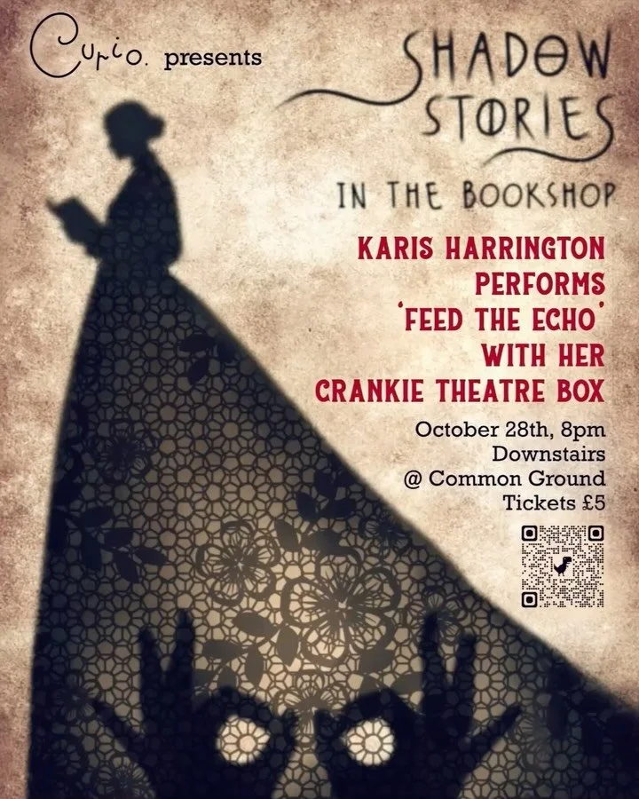 I would love to creep you out with my Crankie in the crypt, so come join an early Halloween evening of visual storytelling with myself and Nick!
Where: @curiobookshop downstairs @commongroundoxford 
When: Tuesday 28th October
Doors open 7.45pm, bar