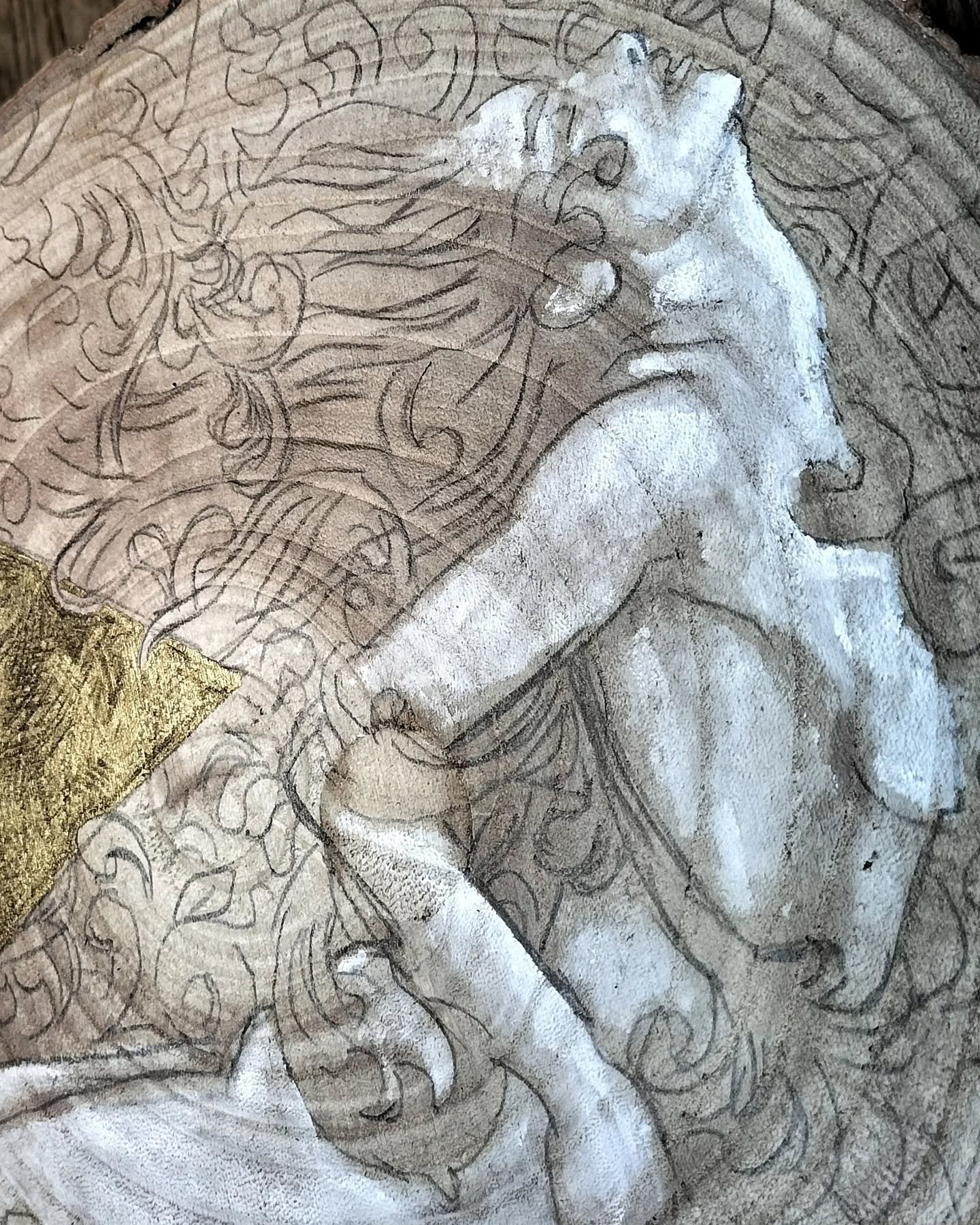 The paints and pens are back. The light, the leaves, the flickering of canal shards as they interact inside the boat..... it's all quite lovely and golden. Experimenting with shimmer levels, often the wood grain swallows up the lustre, but this is lo