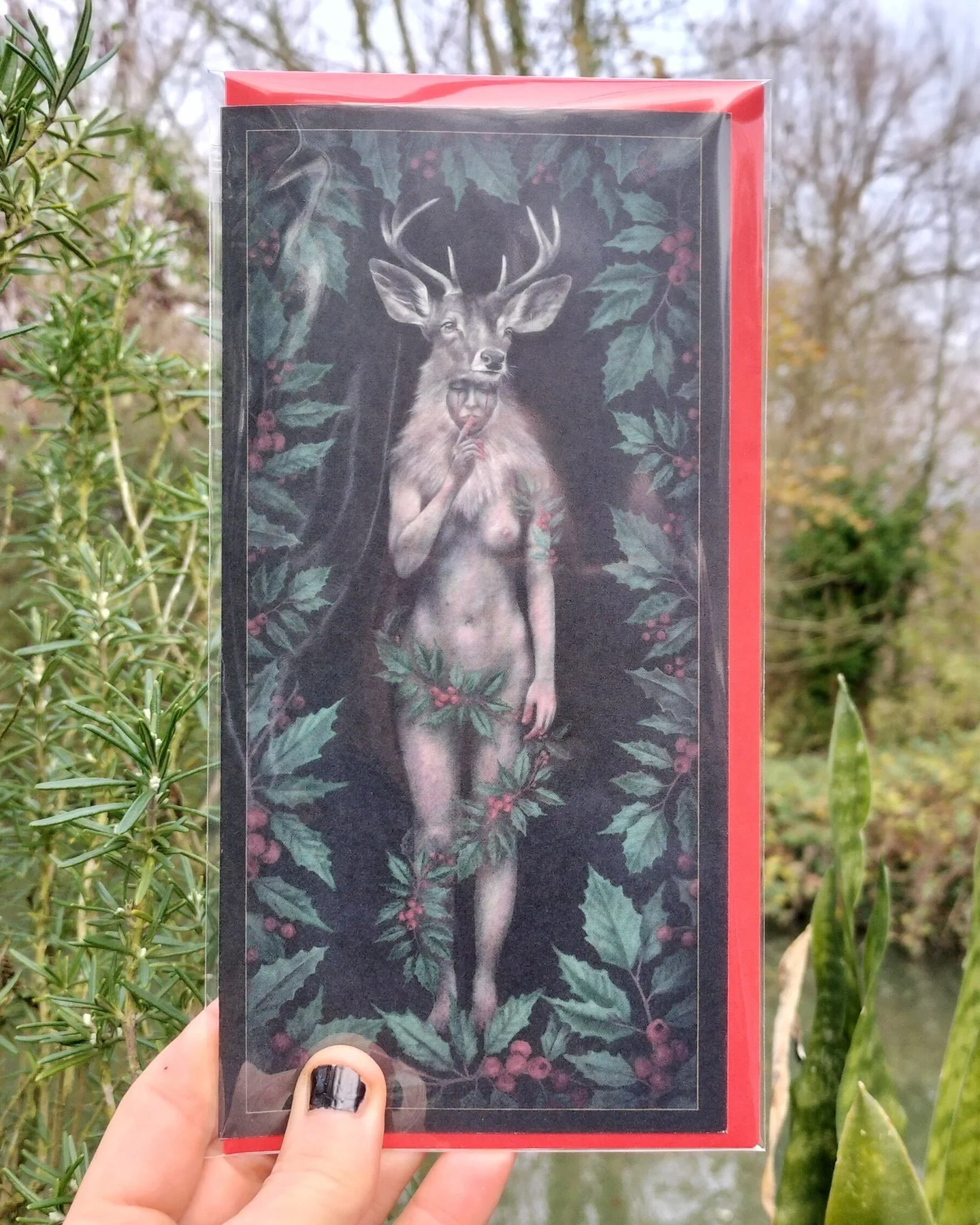 🌗Solstice, a goddess, her daughter, and magical reindeer bones......🖤🦴

This is my equivalent of a Christmas card this year. I only have a limited number but, with the intention to get some art prints done eventually. I wondered if the print was t