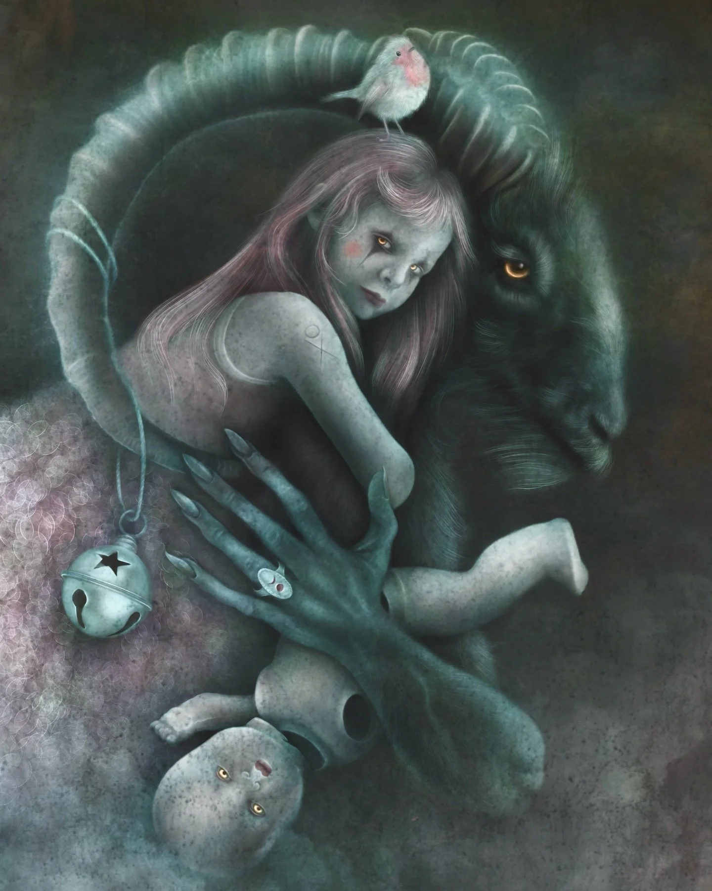 Gruss Vom Krampus!. As #krampusnacht approaches I couldn&rsquo;t resist sharing some illustration work with this goaty fiend as my muse. I think those demonic golden iris&rsquo;s are pretty dreamy&hellip;&hellip;.

#krampus #krampusiscoming #folklore