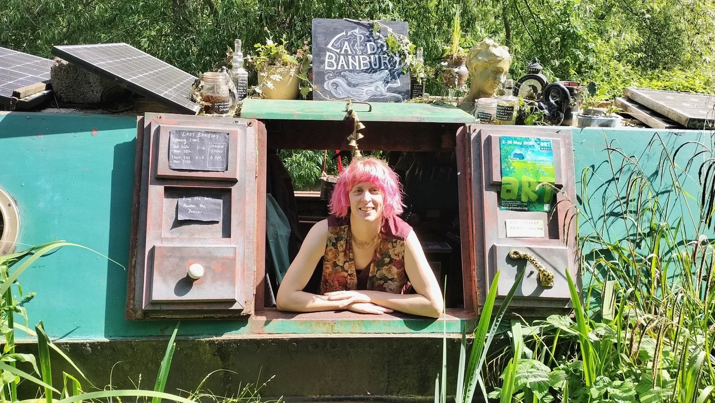 🌸💚 FINAL DAY!!💚🌸

@oxfordshireartweeks 

I am still here. The boat is open 11-6pm for the last day of my &lsquo;Into the nettle patch&rsquo; exhibition. And one more Crankie performance at 4pm.

There shall be sunshine and weeds, and Faeries for 