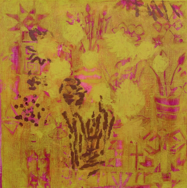 Ashley Freinberg. 11 Sunflowers . Oil on Linen. 28"x28"