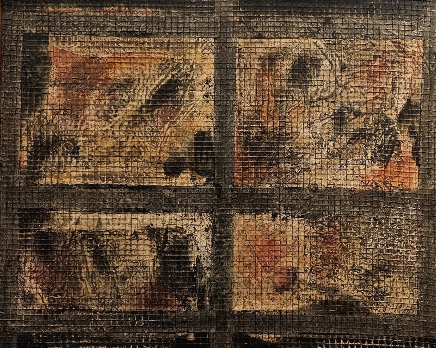 ORDEN DEL CONOCIMIENTO, 1999 | 
 
 Acrylic, plaster, pigment, varnish and mesh on canvas 
 
32ｘ40 in. (81ｘ102 cm)