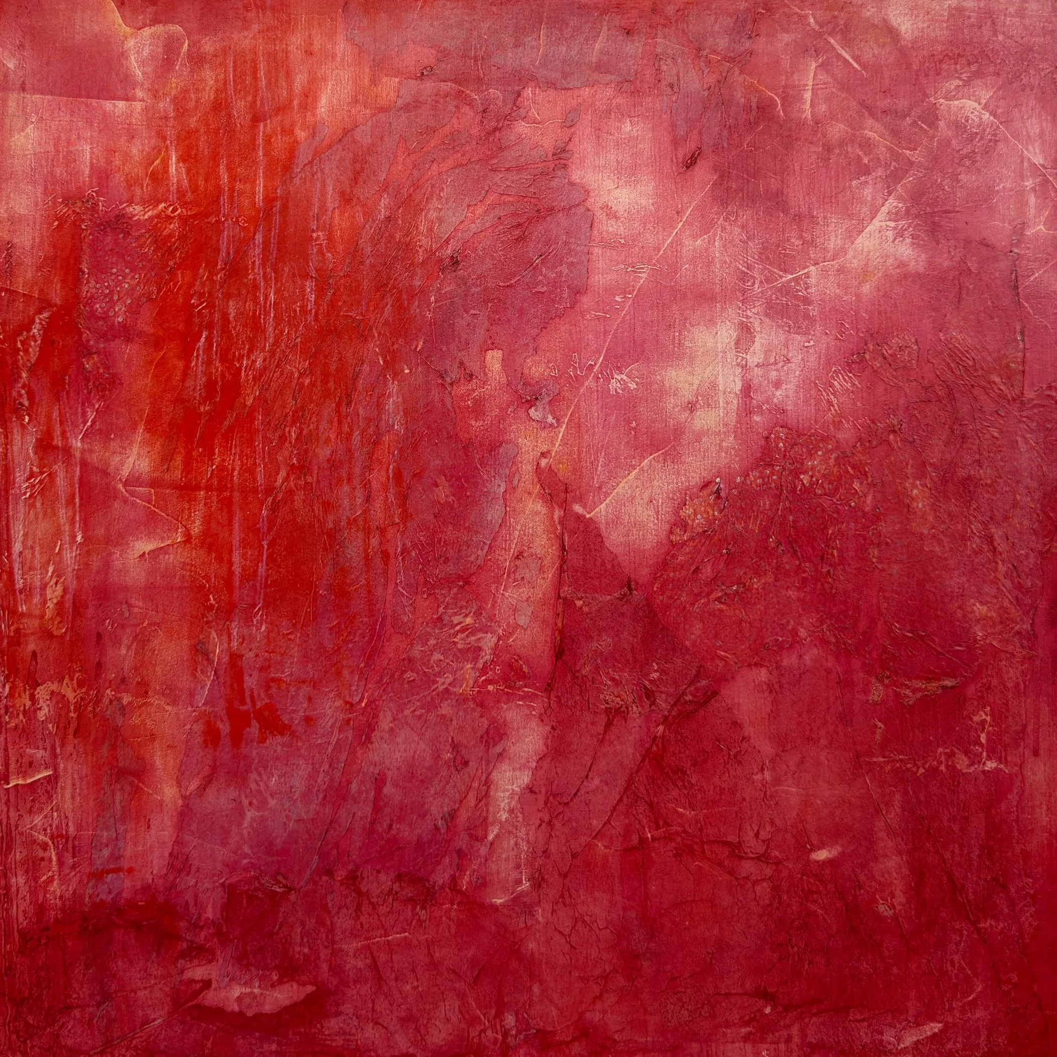 Inside, 2026 | Oil and paper on wood | 20 x 20 inches