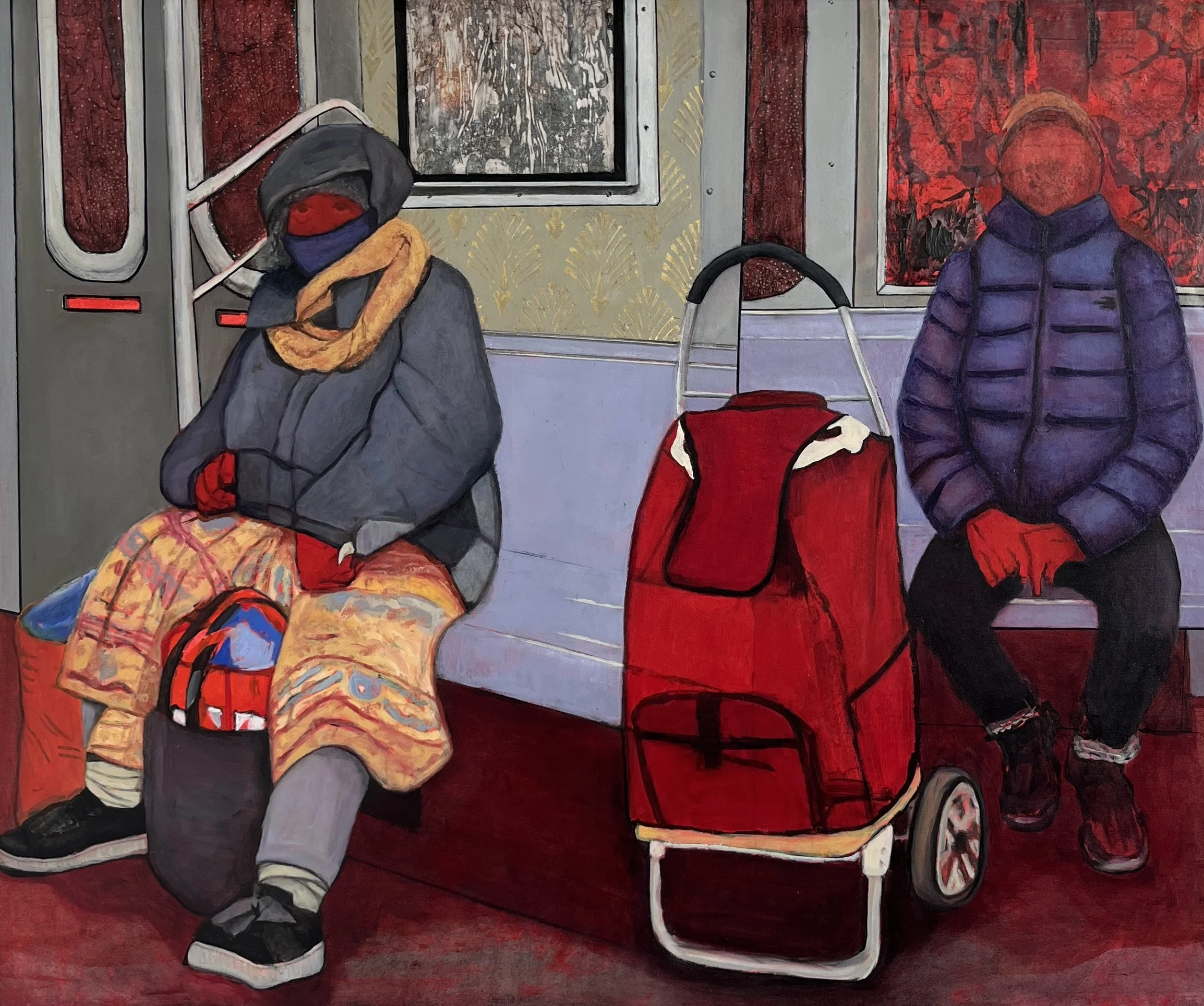 Red Velvet, 2024 | 
  
Oil, beeswax and collage on canvas 
 
 40 x 48 inches 
