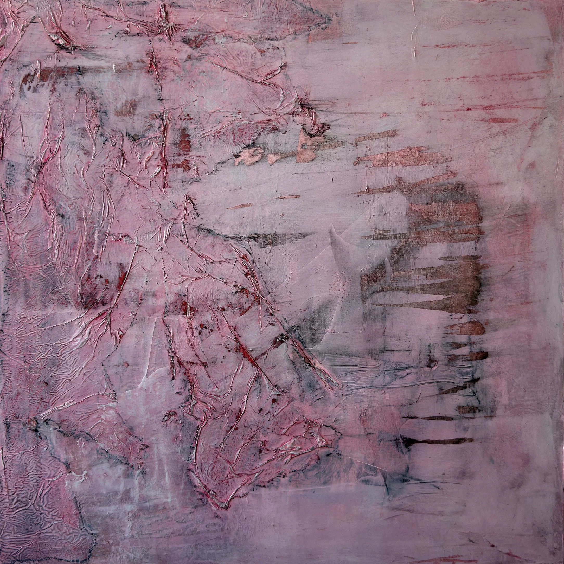 Island 4, 2025 | Oil and paper on wood | 20 x 20 inches